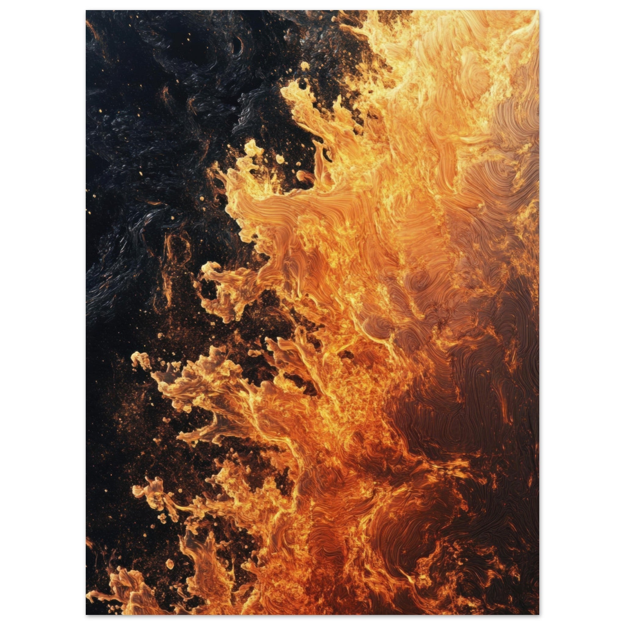Fine Art Poster Portrait - Ember Genesis A volatile burst of molten gold 7 - Shop Ai Art WebShop - Digital Art online Store