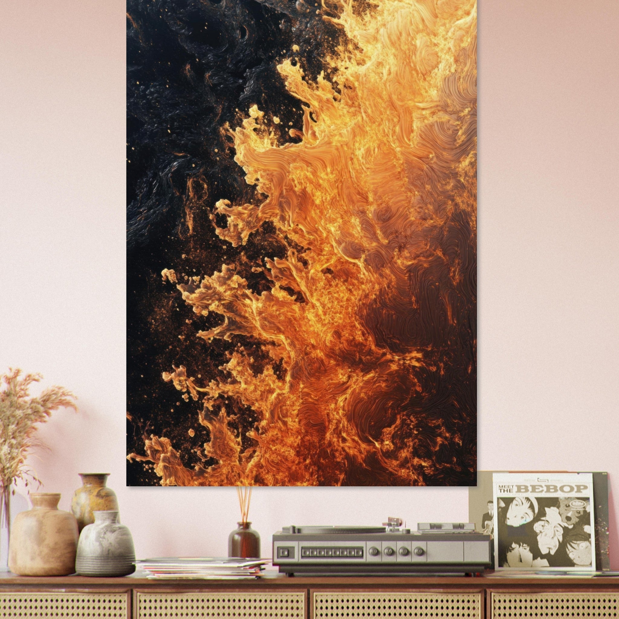 Fine Art Poster Portrait - Ember Genesis A volatile burst of molten gold 7 - Shop Ai Art WebShop - Digital Art online Store