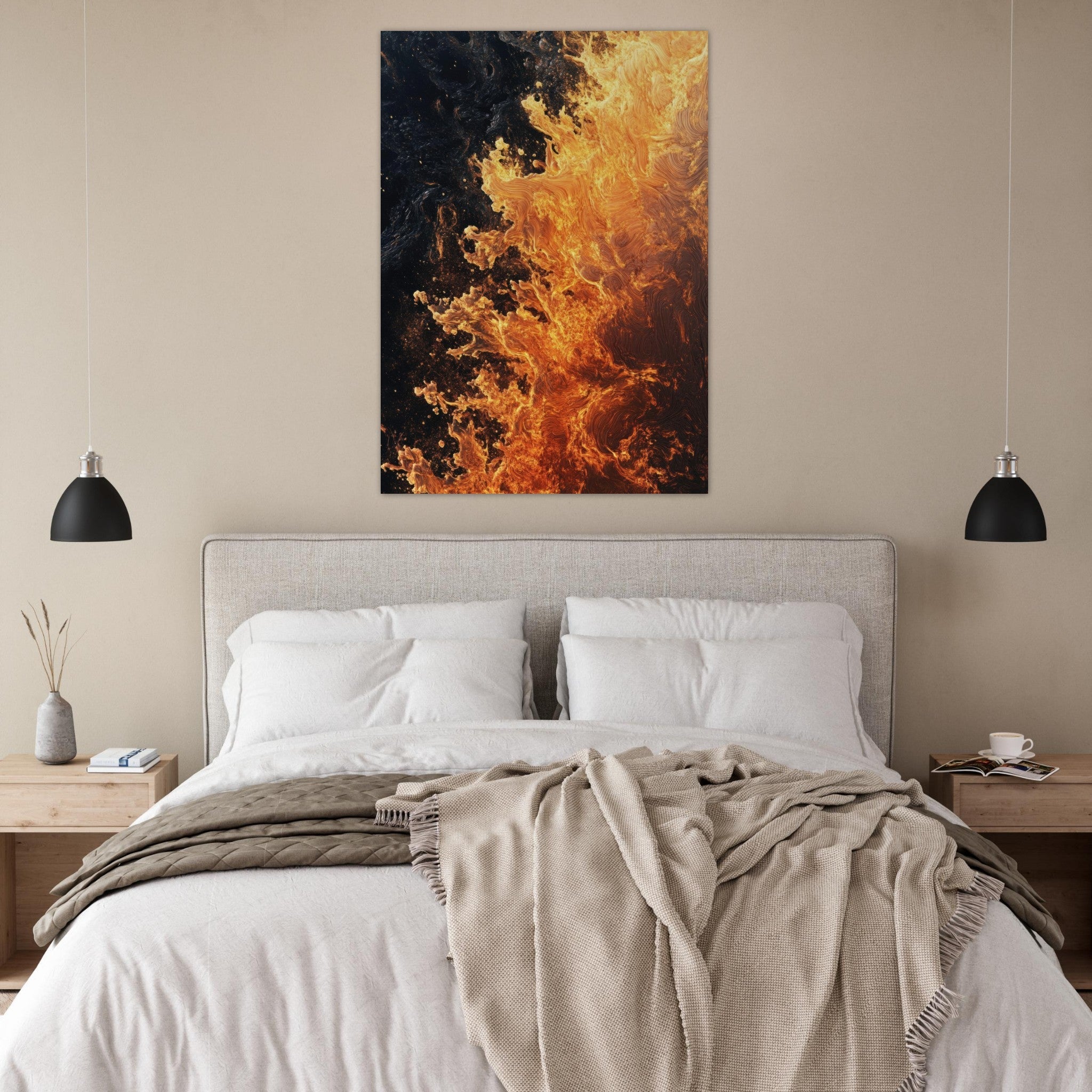 Fine Art Poster Portrait - Ember Genesis A volatile burst of molten gold 7 - Shop Ai Art WebShop - Digital Art online Store
