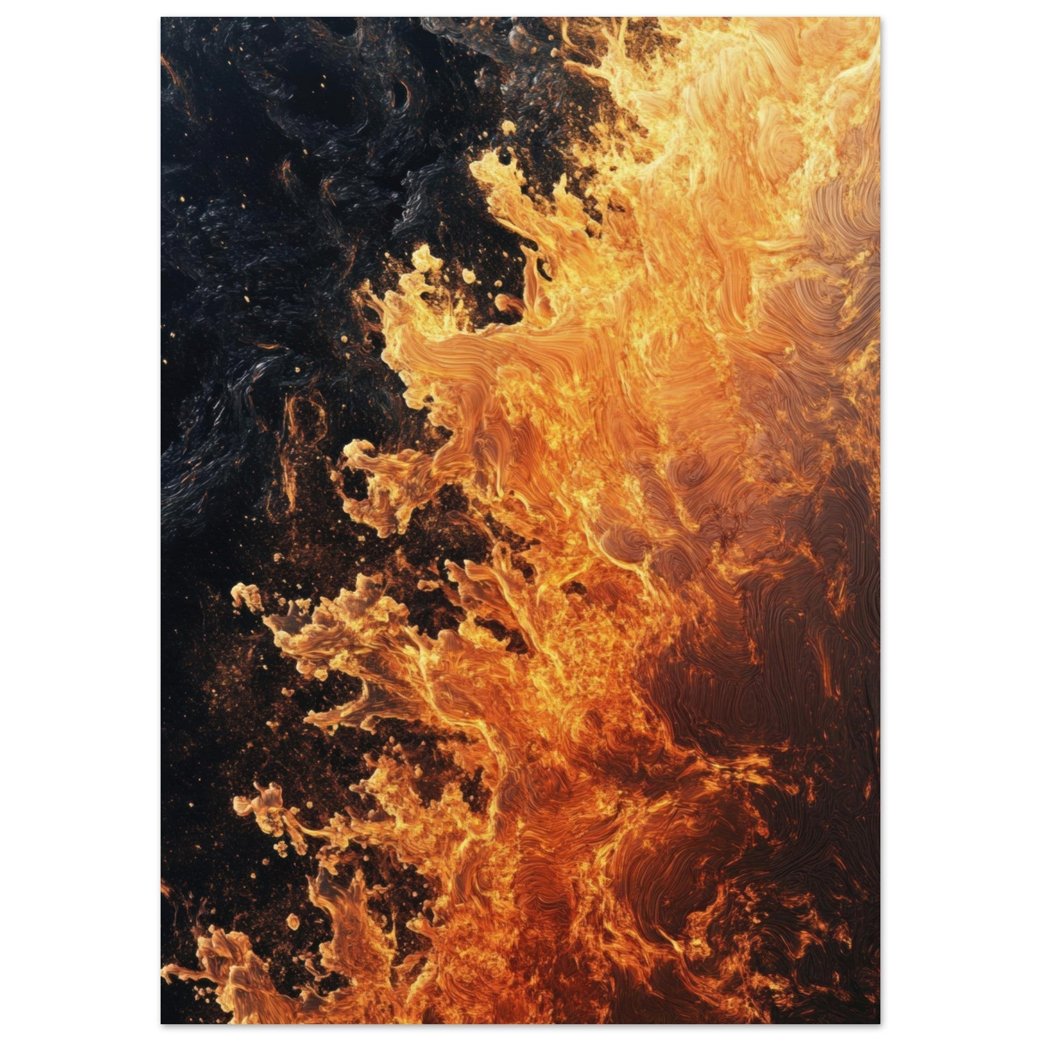 Fine Art Poster Portrait - Ember Genesis A volatile burst of molten gold 7 - Shop Ai Art WebShop - Digital Art online Store