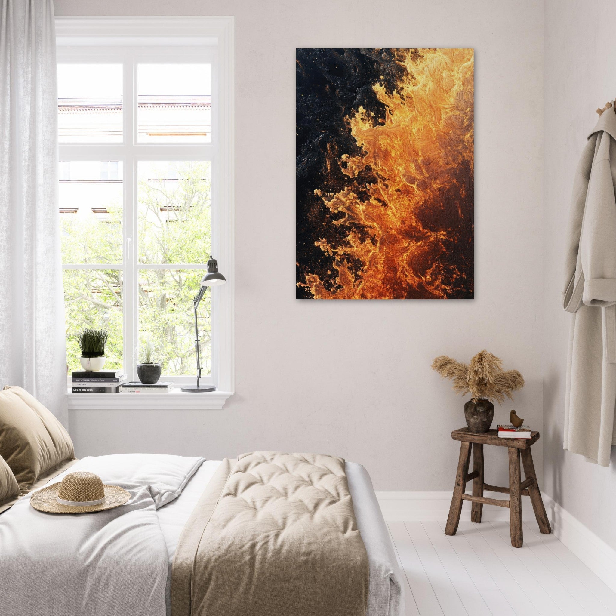Fine Art Poster Portrait - Ember Genesis A volatile burst of molten gold 7 - Shop Ai Art WebShop - Digital Art online Store