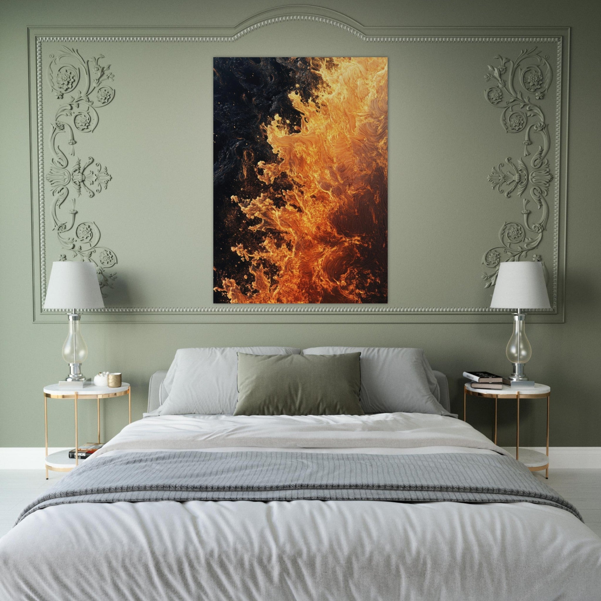 Fine Art Poster Portrait - Ember Genesis A volatile burst of molten gold 7 - Shop Ai Art WebShop - Digital Art online Store