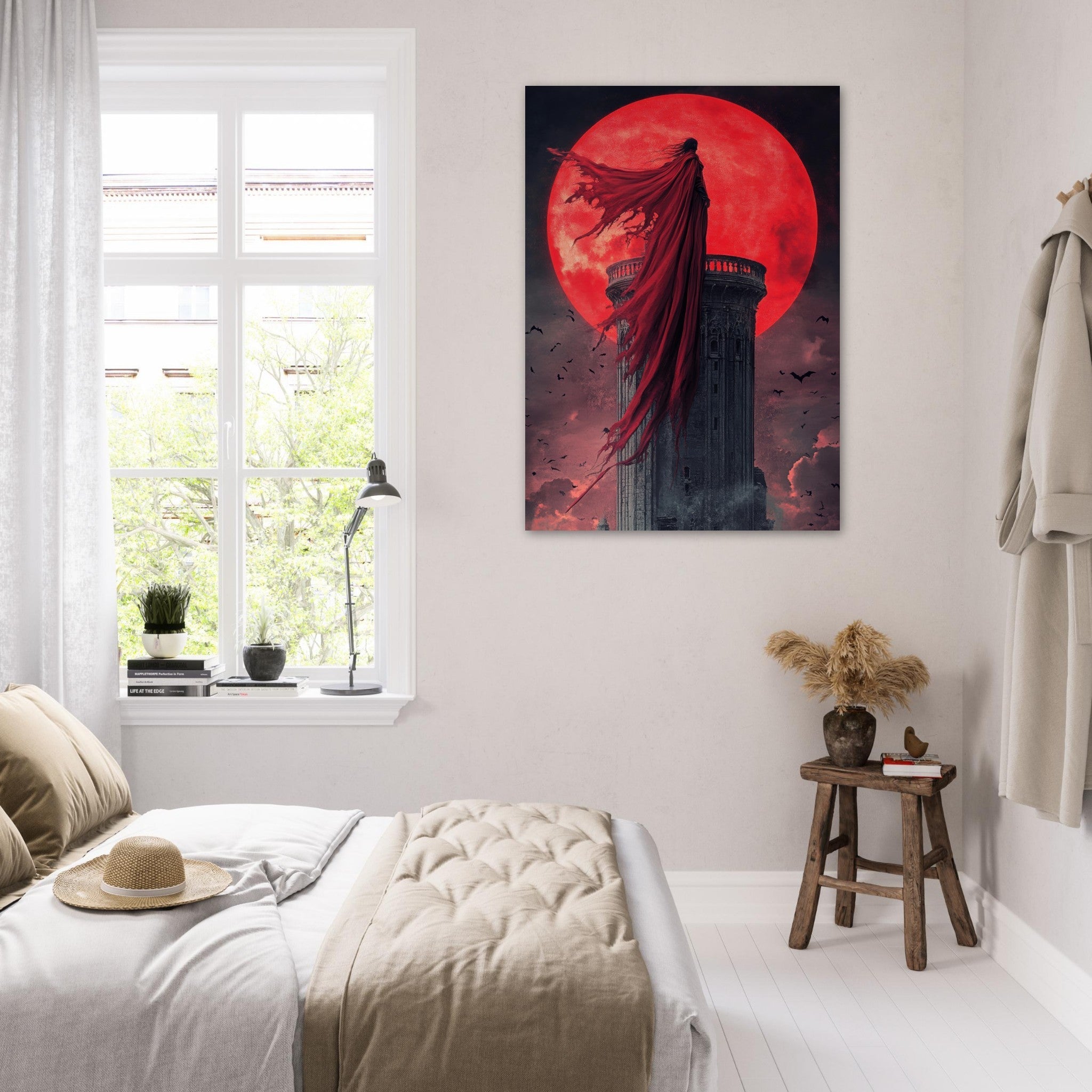 Fine Art Poster Portrait - Gothic Vampire Sorcerer in a Moonlit Castle 6 - Shop Ai Art WebShop - Digital Art online Store