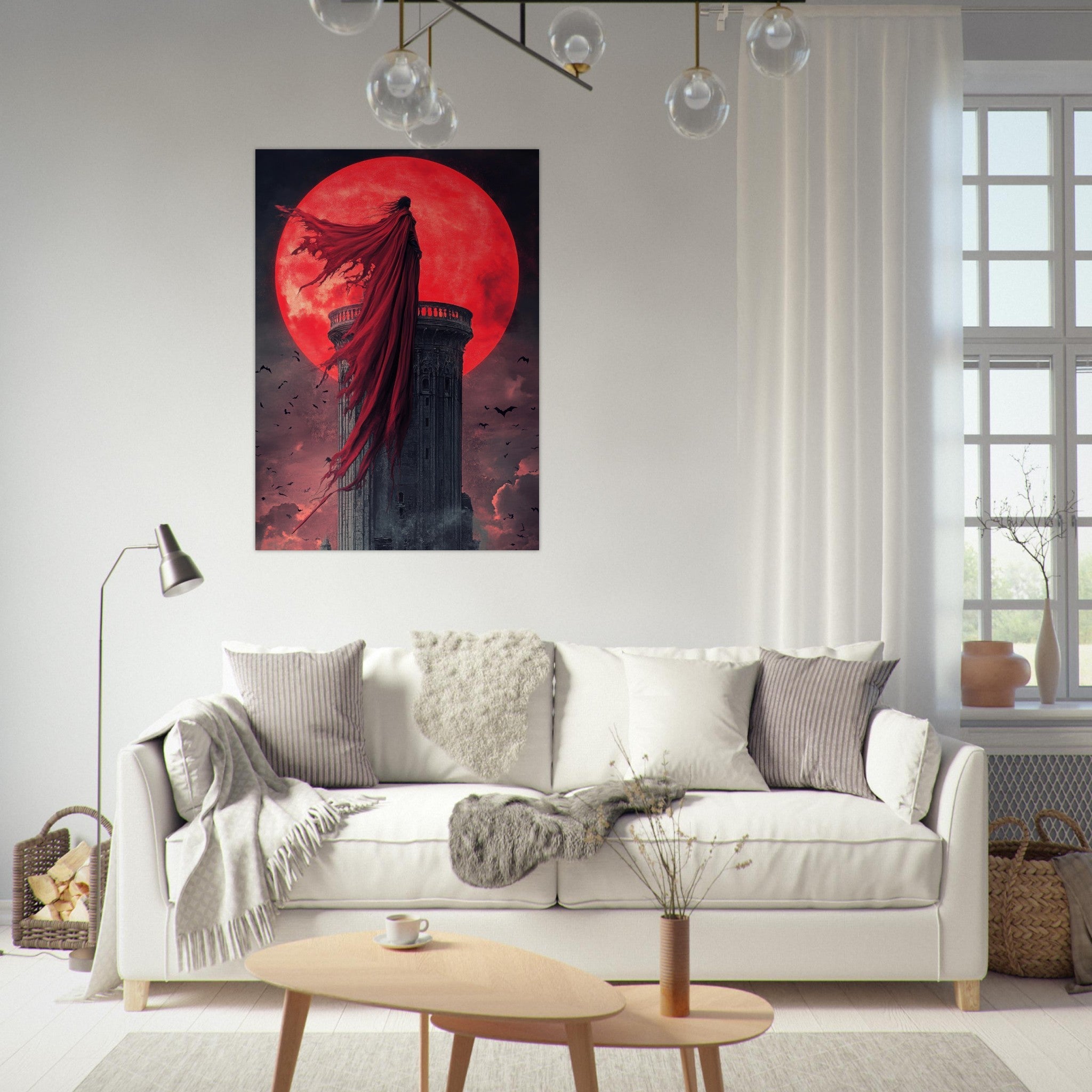 Fine Art Poster Portrait - Gothic Vampire Sorcerer in a Moonlit Castle 6 - Shop Ai Art WebShop - Digital Art online Store