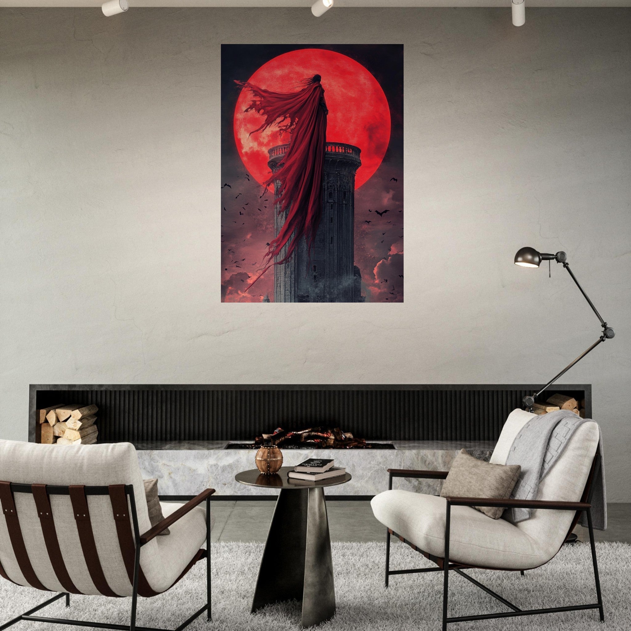 Fine Art Poster Portrait - Gothic Vampire Sorcerer in a Moonlit Castle 6 - Shop Ai Art WebShop - Digital Art online Store