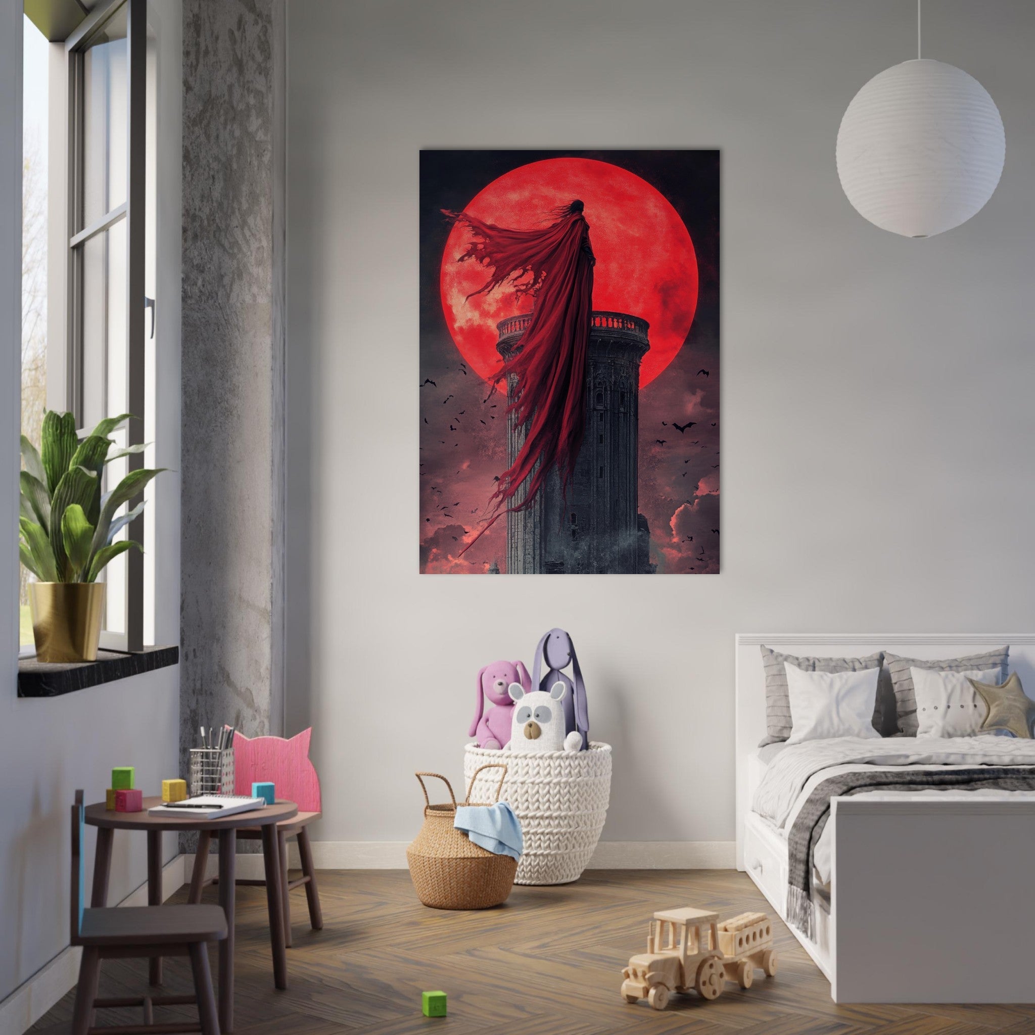 Fine Art Poster Portrait - Gothic Vampire Sorcerer in a Moonlit Castle 6 - Shop Ai Art WebShop - Digital Art online Store