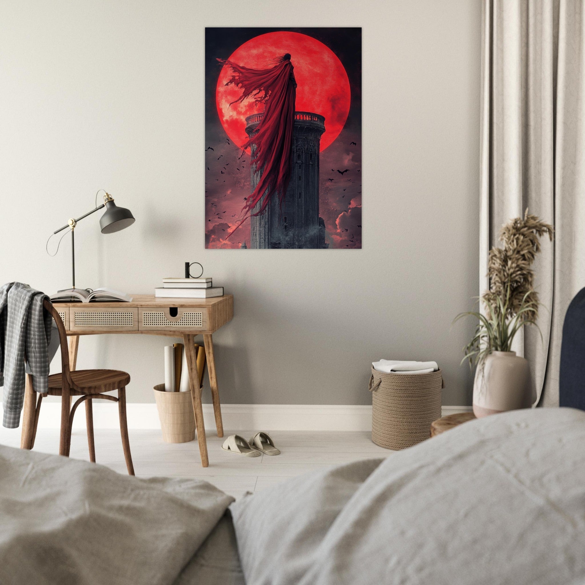 Fine Art Poster Portrait - Gothic Vampire Sorcerer in a Moonlit Castle 6 - Shop Ai Art WebShop - Digital Art online Store