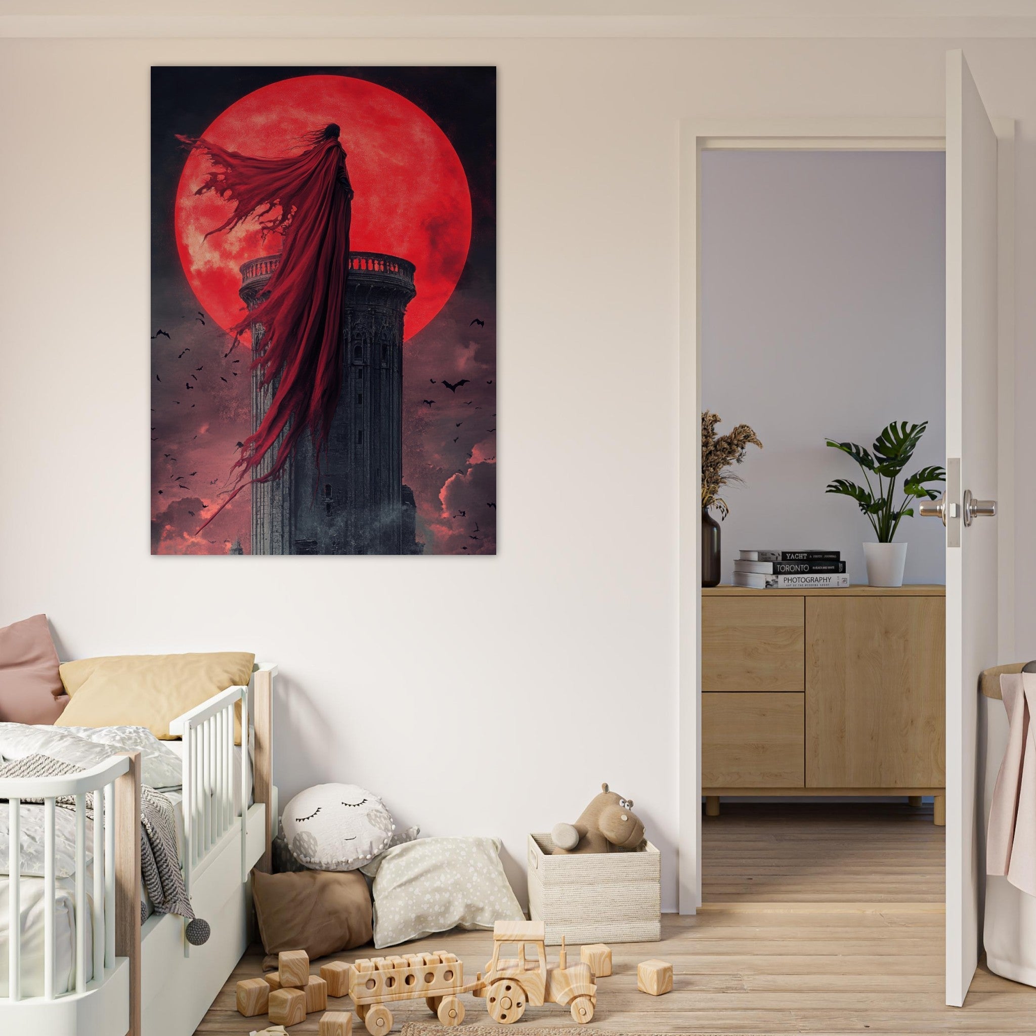 Fine Art Poster Portrait - Gothic Vampire Sorcerer in a Moonlit Castle 6 - Shop Ai Art WebShop - Digital Art online Store