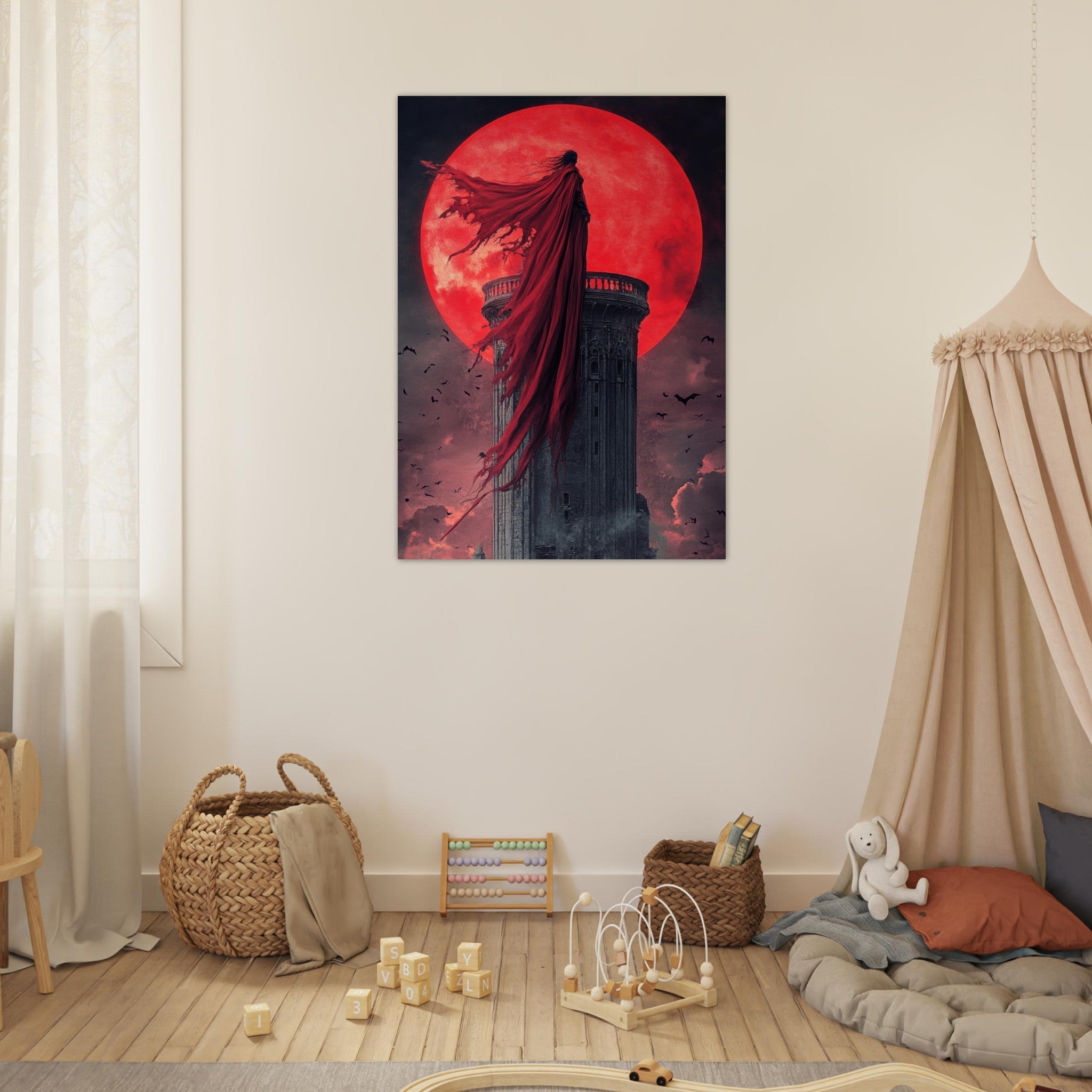 Fine Art Poster Portrait - Gothic Vampire Sorcerer in a Moonlit Castle 6 - Shop Ai Art WebShop - Digital Art online Store