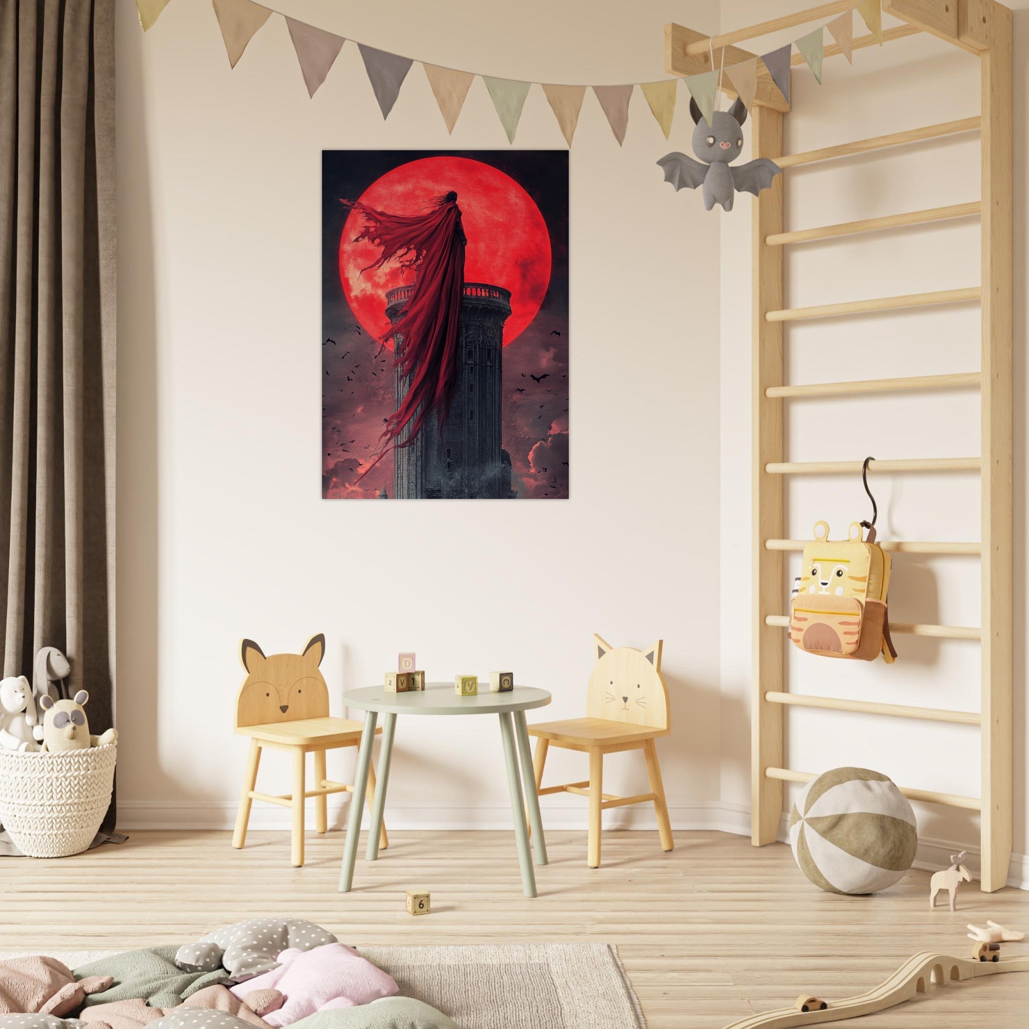 Fine Art Poster Portrait - Gothic Vampire Sorcerer in a Moonlit Castle 6 - Shop Ai Art WebShop - Digital Art online Store
