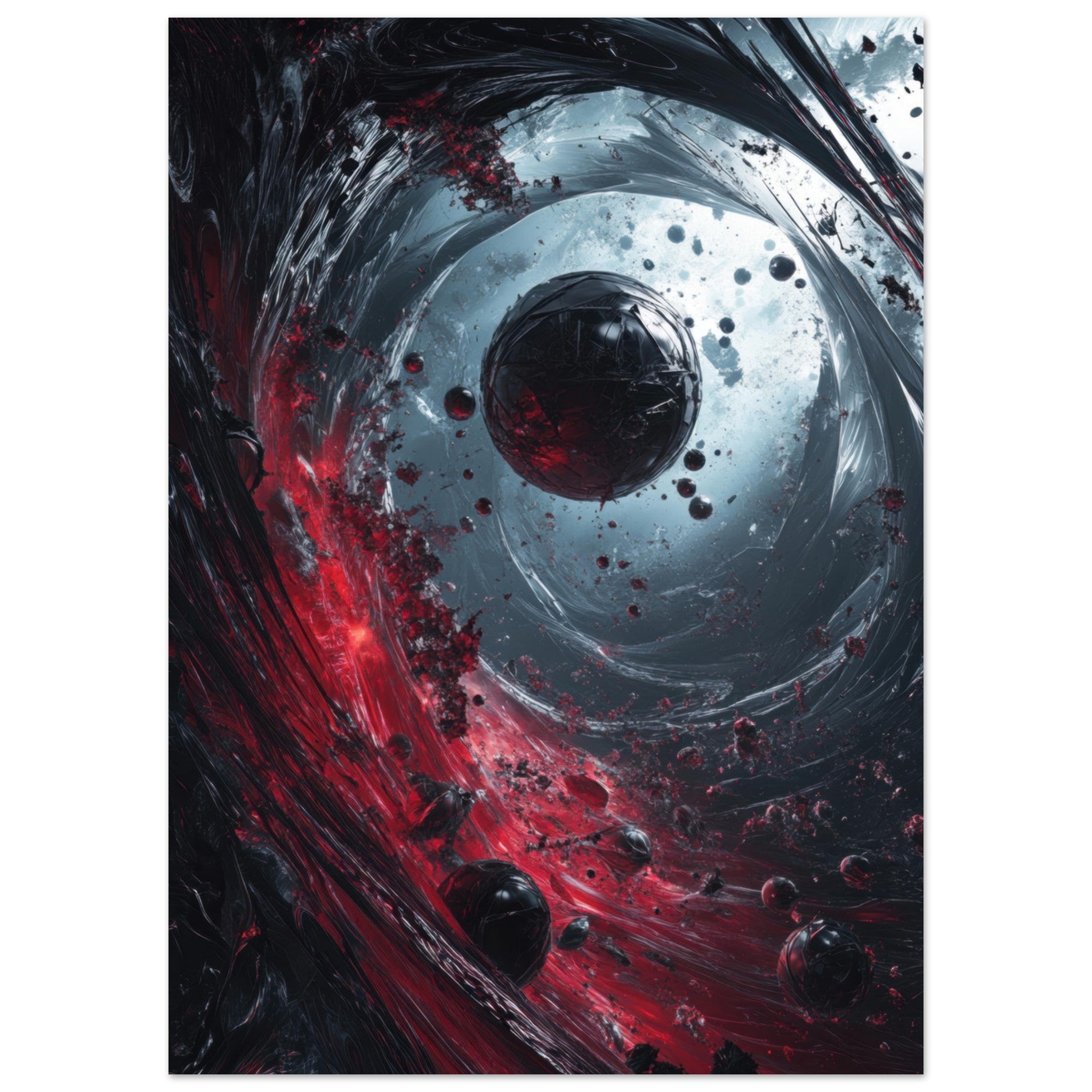 Fine Art Poster Portrait - Gravitys Collapse A violent implosion of fragment 6 - Shop Ai Art WebShop - Digital Art online Store