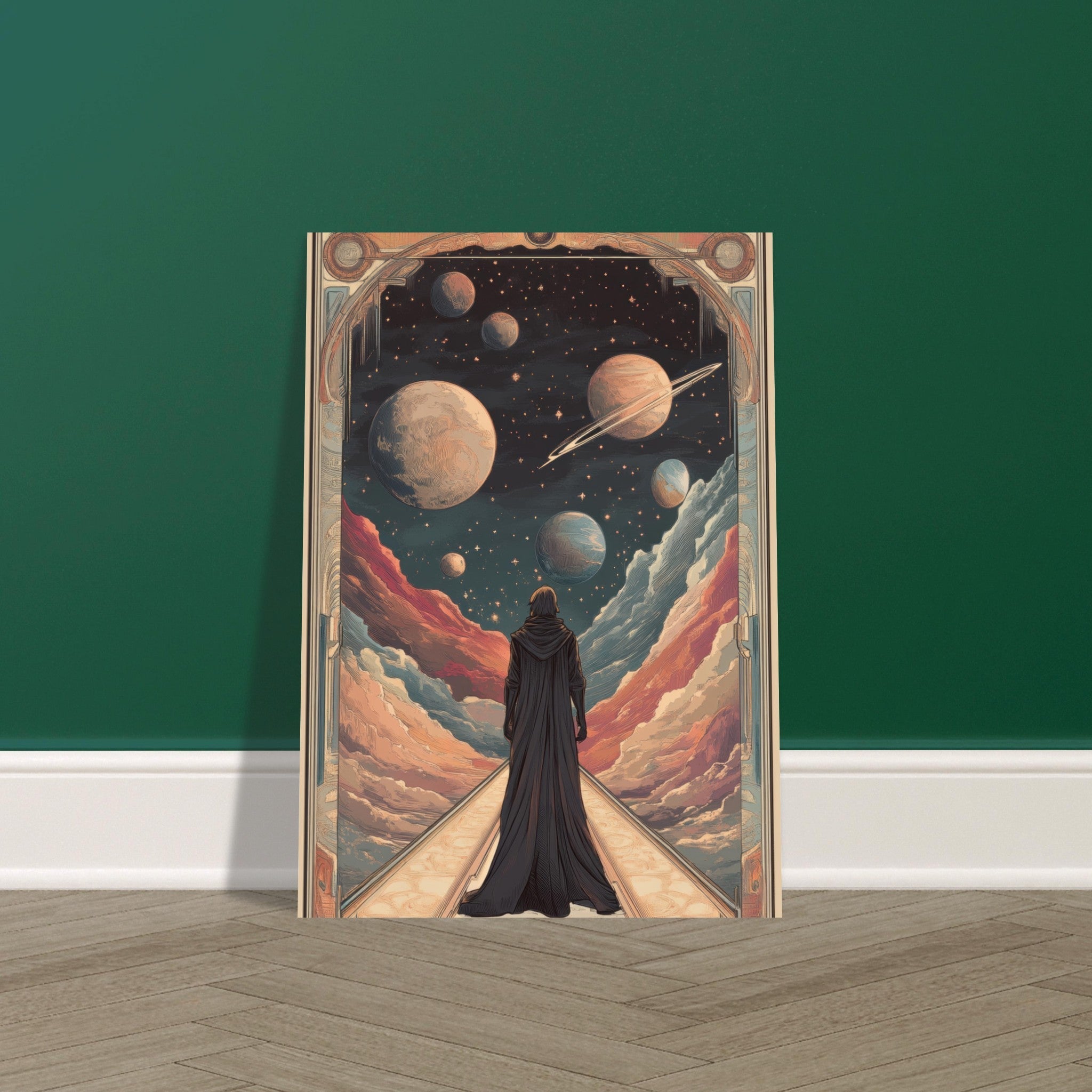 Fine Art Poster Portrait - The Astral Voyager An Art Nouveau poster 2 - Shop Ai Art WebShop - Digital Art online Store