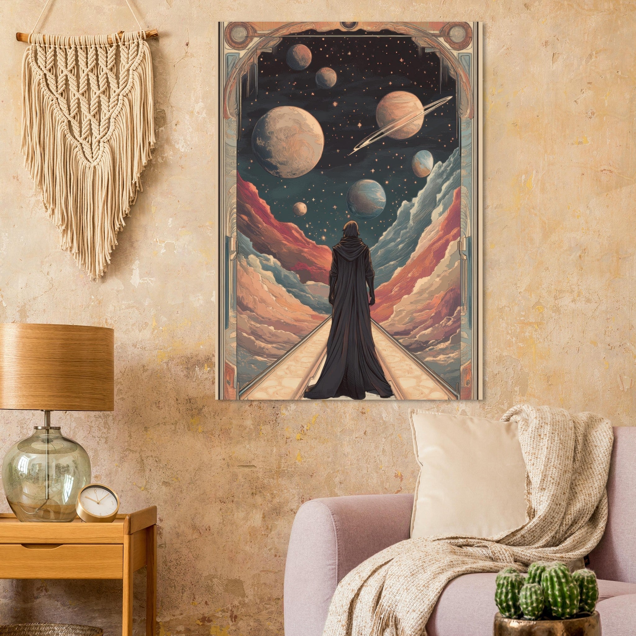 Fine Art Poster Portrait - The Astral Voyager An Art Nouveau poster 2 - Shop Ai Art WebShop - Digital Art online Store