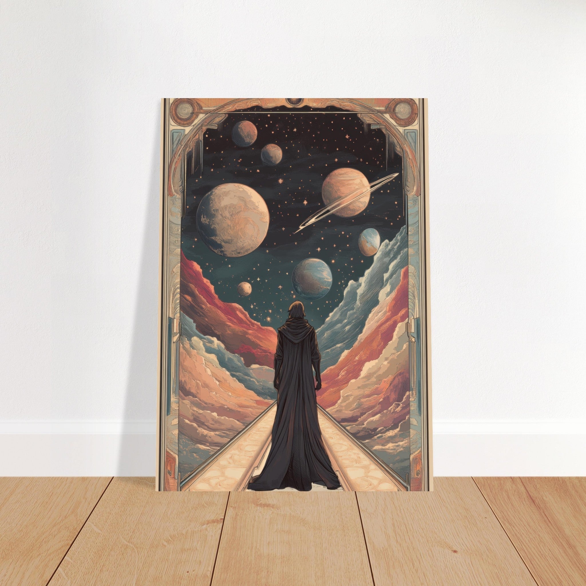 Fine Art Poster Portrait - The Astral Voyager An Art Nouveau poster 2 - Shop Ai Art WebShop - Digital Art online Store