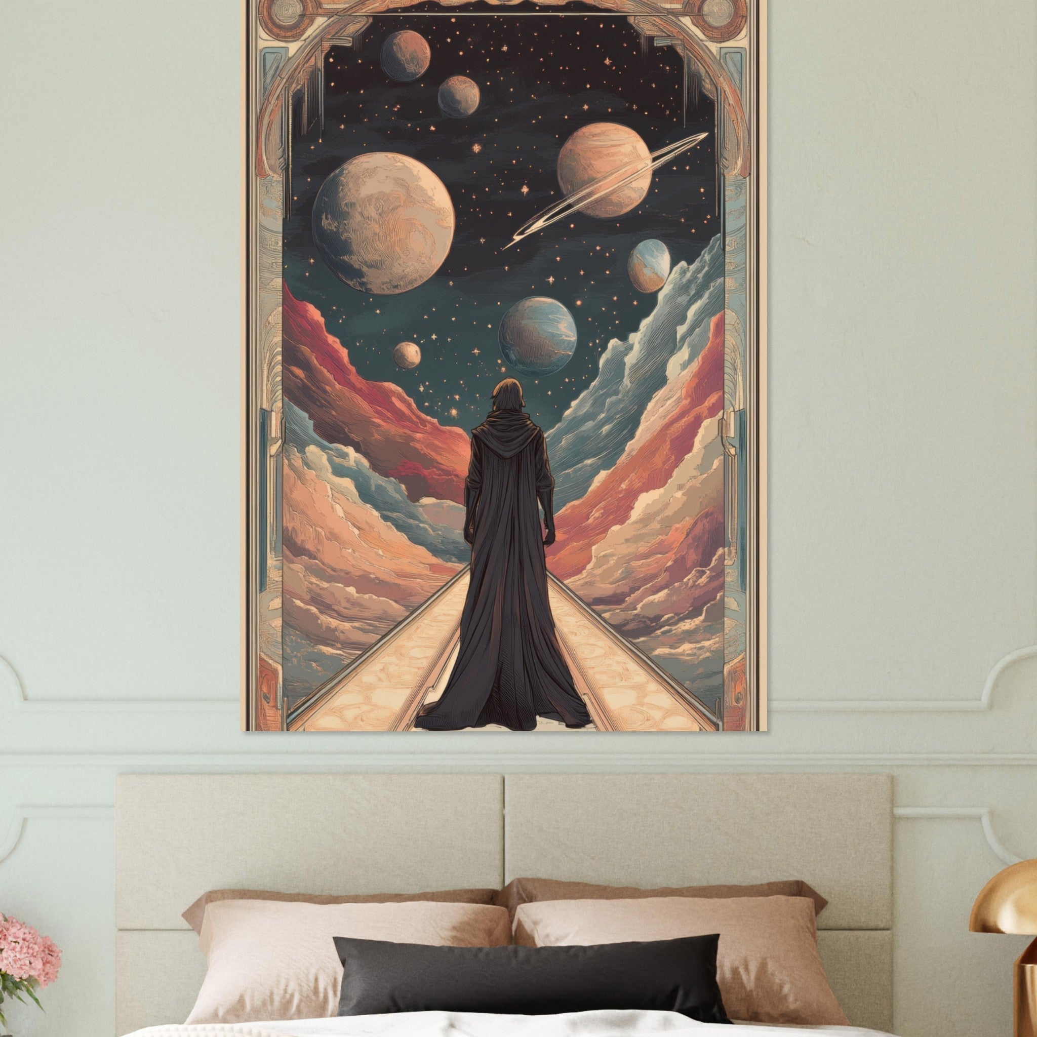 Fine Art Poster Portrait - The Astral Voyager An Art Nouveau poster 2 - Shop Ai Art WebShop - Digital Art online Store