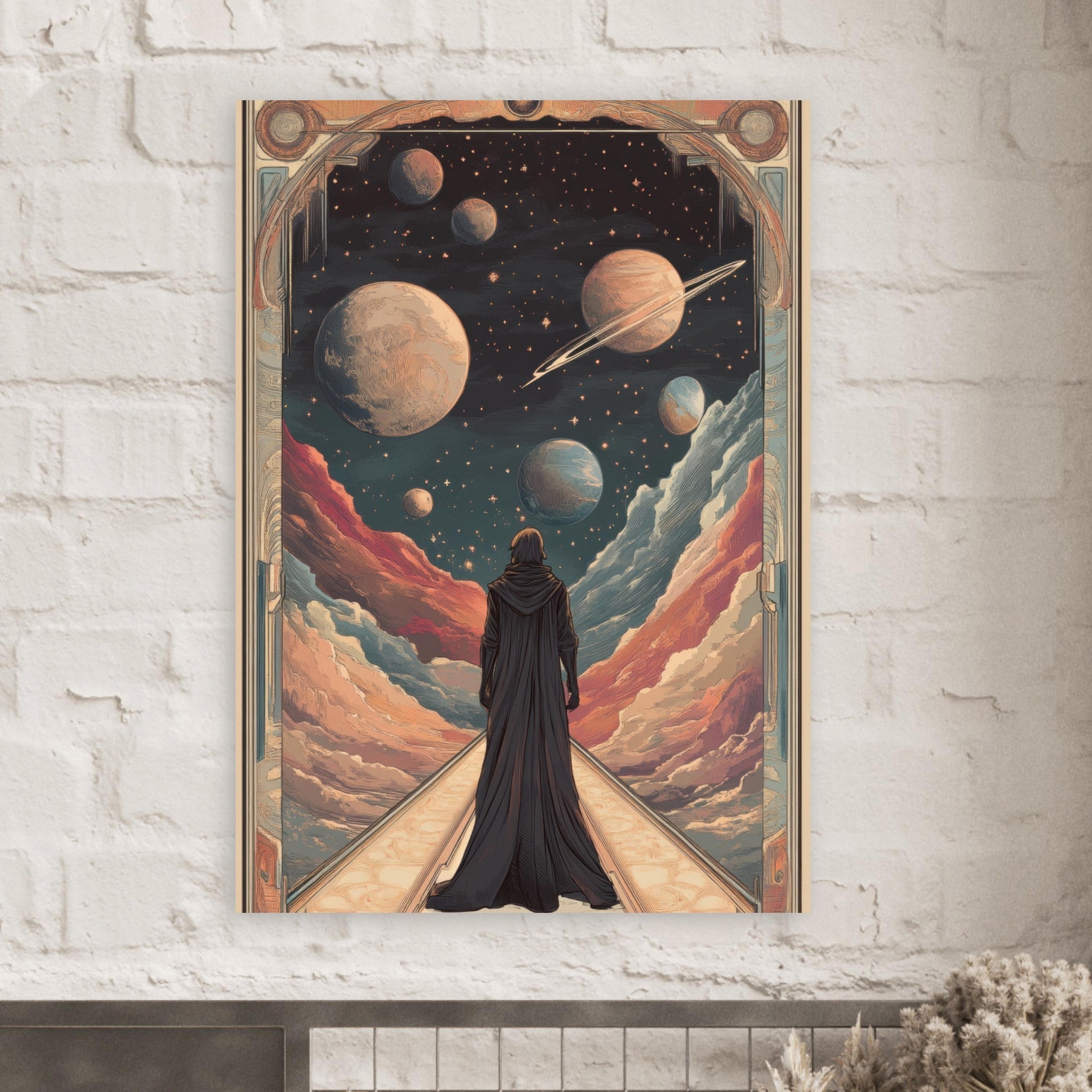 Fine Art Poster Portrait - The Astral Voyager An Art Nouveau poster 2 - Shop Ai Art WebShop - Digital Art online Store