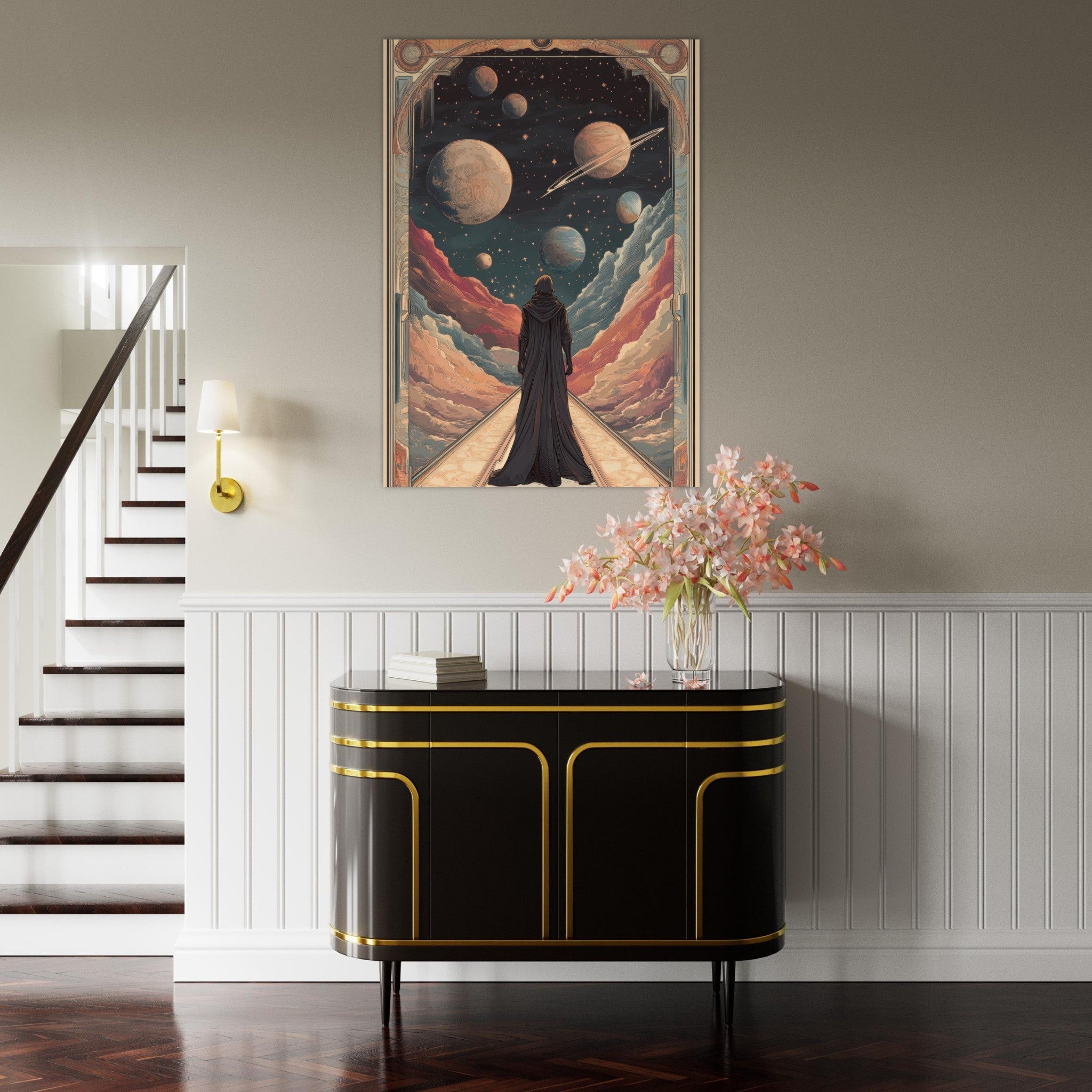 Fine Art Poster Portrait - The Astral Voyager An Art Nouveau poster 2 - Shop Ai Art WebShop - Digital Art online Store