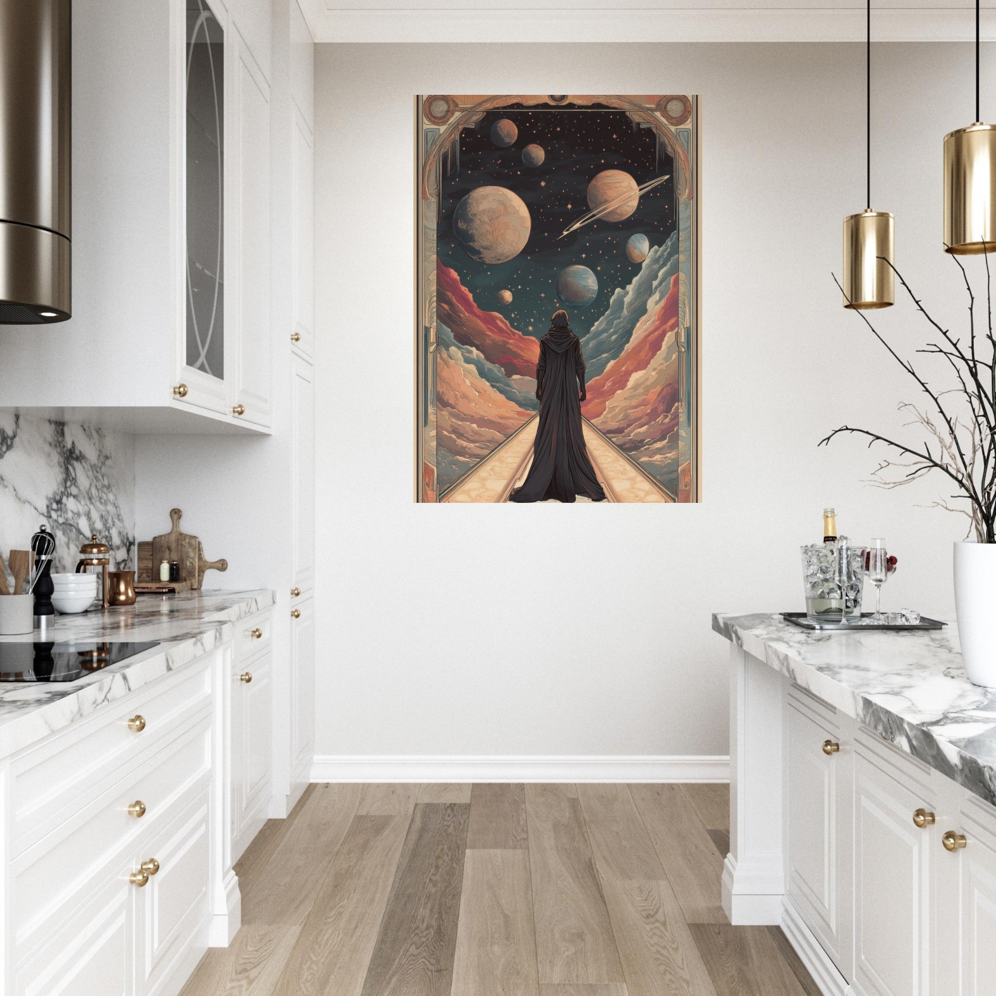 Fine Art Poster Portrait - The Astral Voyager An Art Nouveau poster 2 - Shop Ai Art WebShop - Digital Art online Store