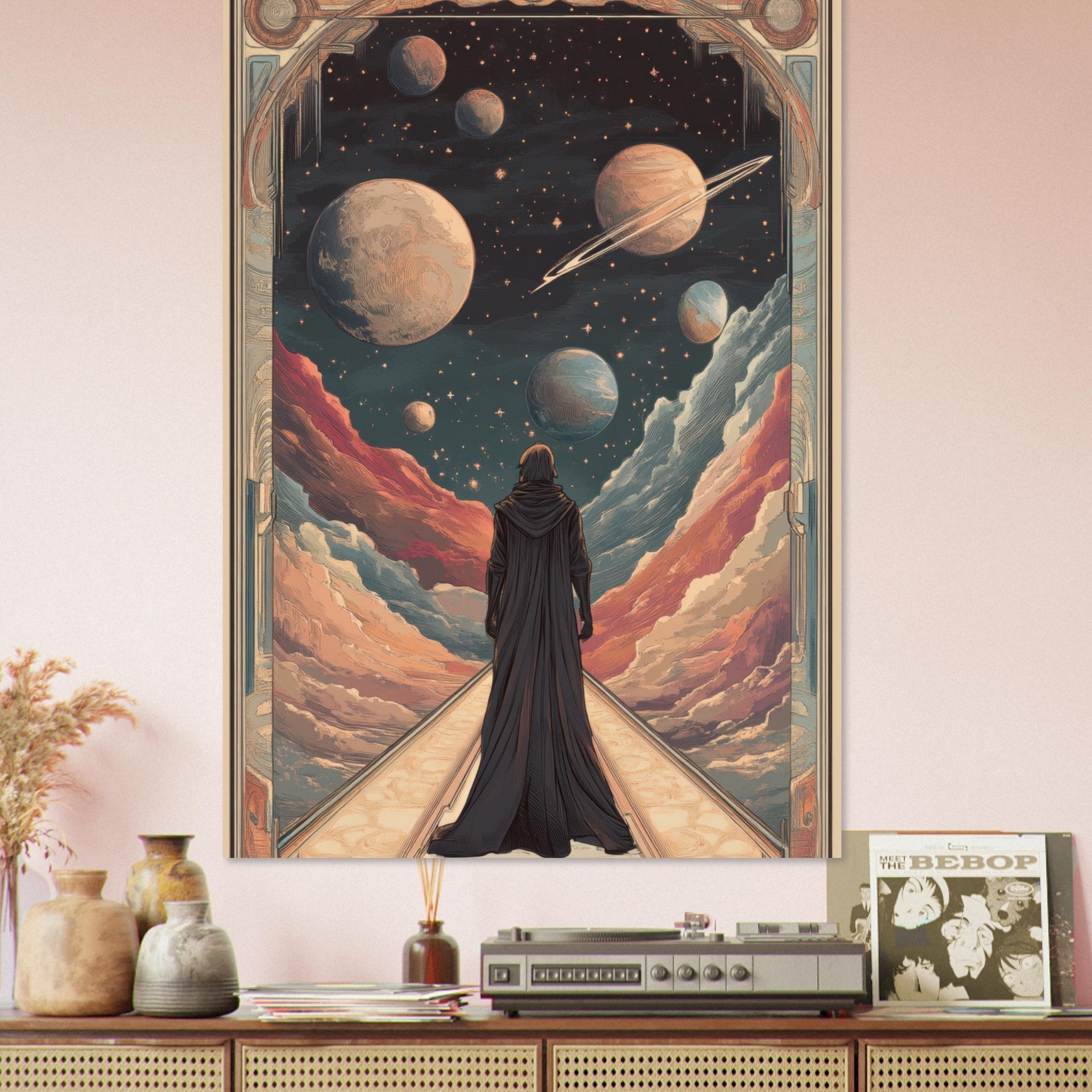 Fine Art Poster Portrait - The Astral Voyager An Art Nouveau poster 2 - Shop Ai Art WebShop - Digital Art online Store