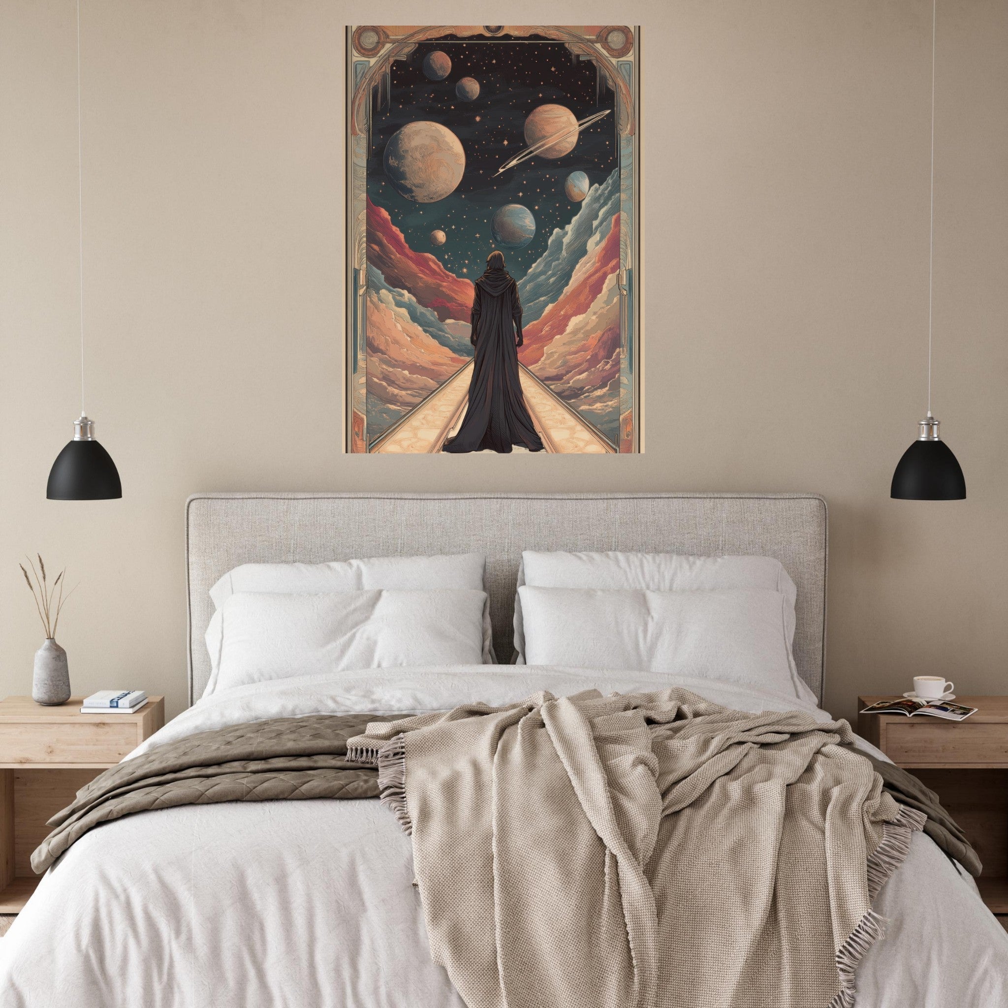 Fine Art Poster Portrait - The Astral Voyager An Art Nouveau poster 2 - Shop Ai Art WebShop - Digital Art online Store