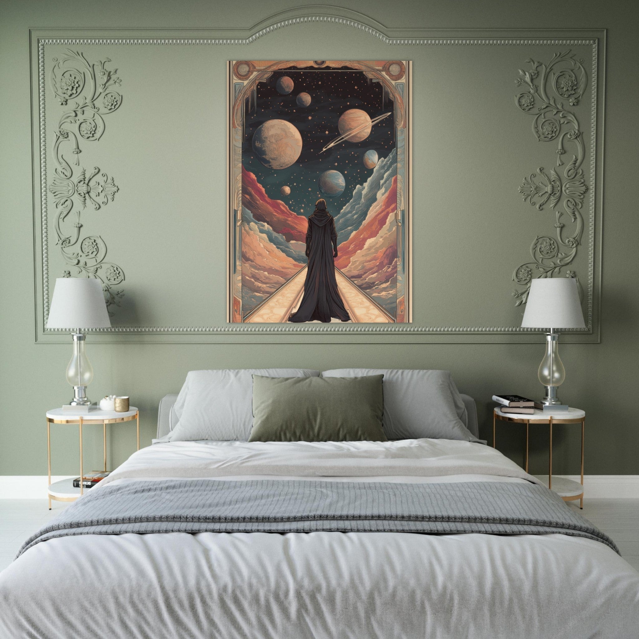 Fine Art Poster Portrait - The Astral Voyager An Art Nouveau poster 2 - Shop Ai Art WebShop - Digital Art online Store