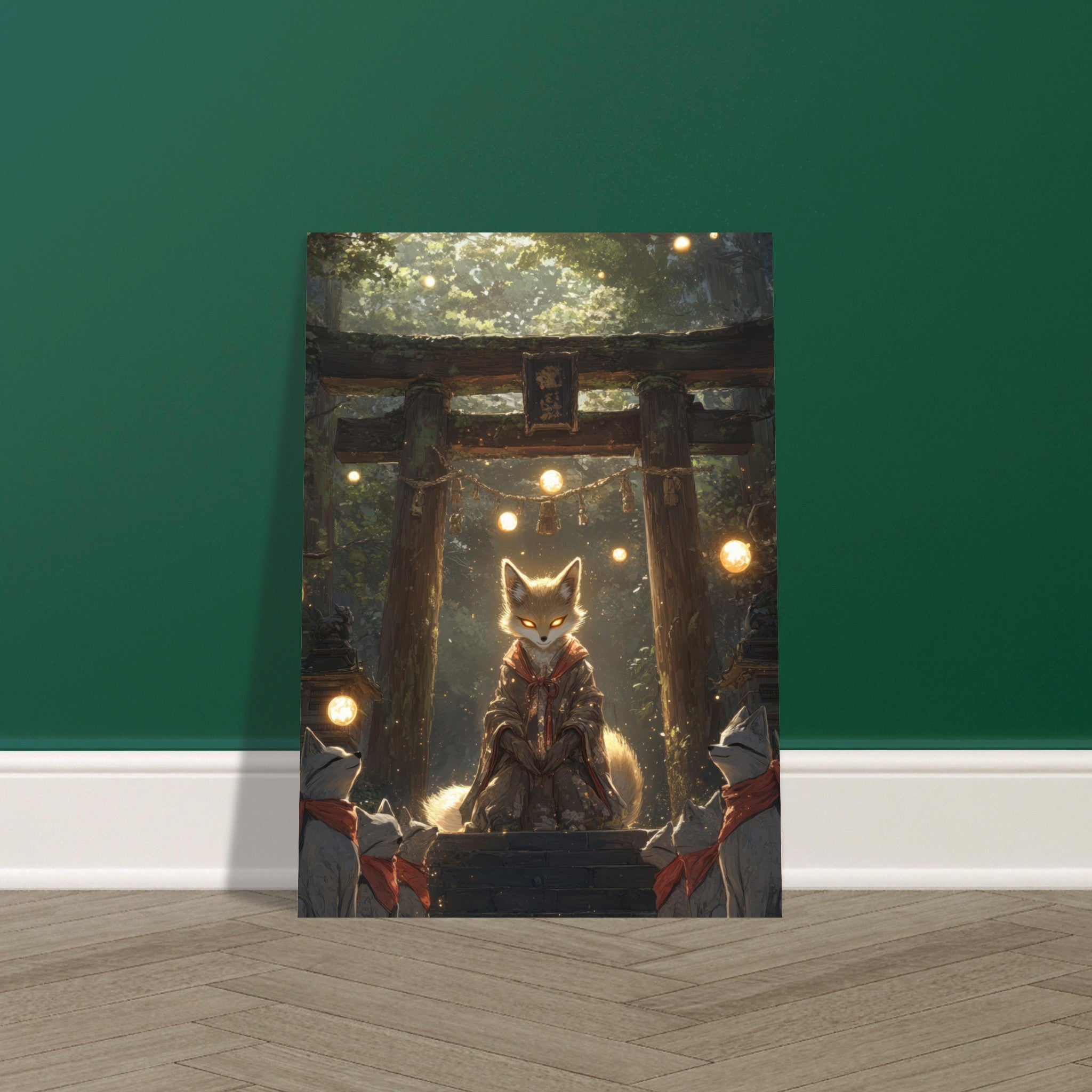 Fine Art Poster Portrait - The Celestial Foxs Shrine Neo - Classical A nine - t - Shop Ai Art WebShop - Digital Art online Store
