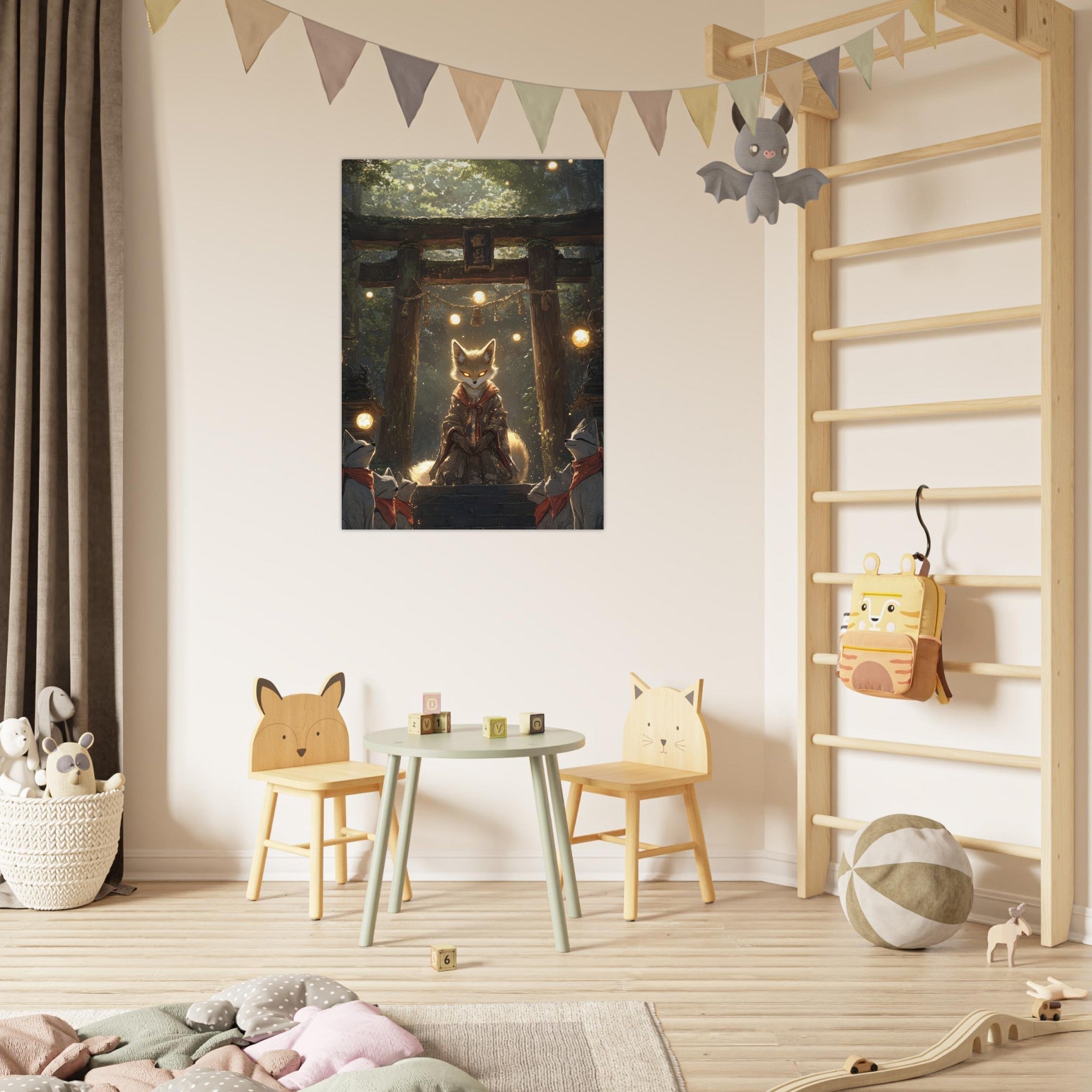 Fine Art Poster Portrait - The Celestial Foxs Shrine Neo - Classical A nine - t - Shop Ai Art WebShop - Digital Art online Store