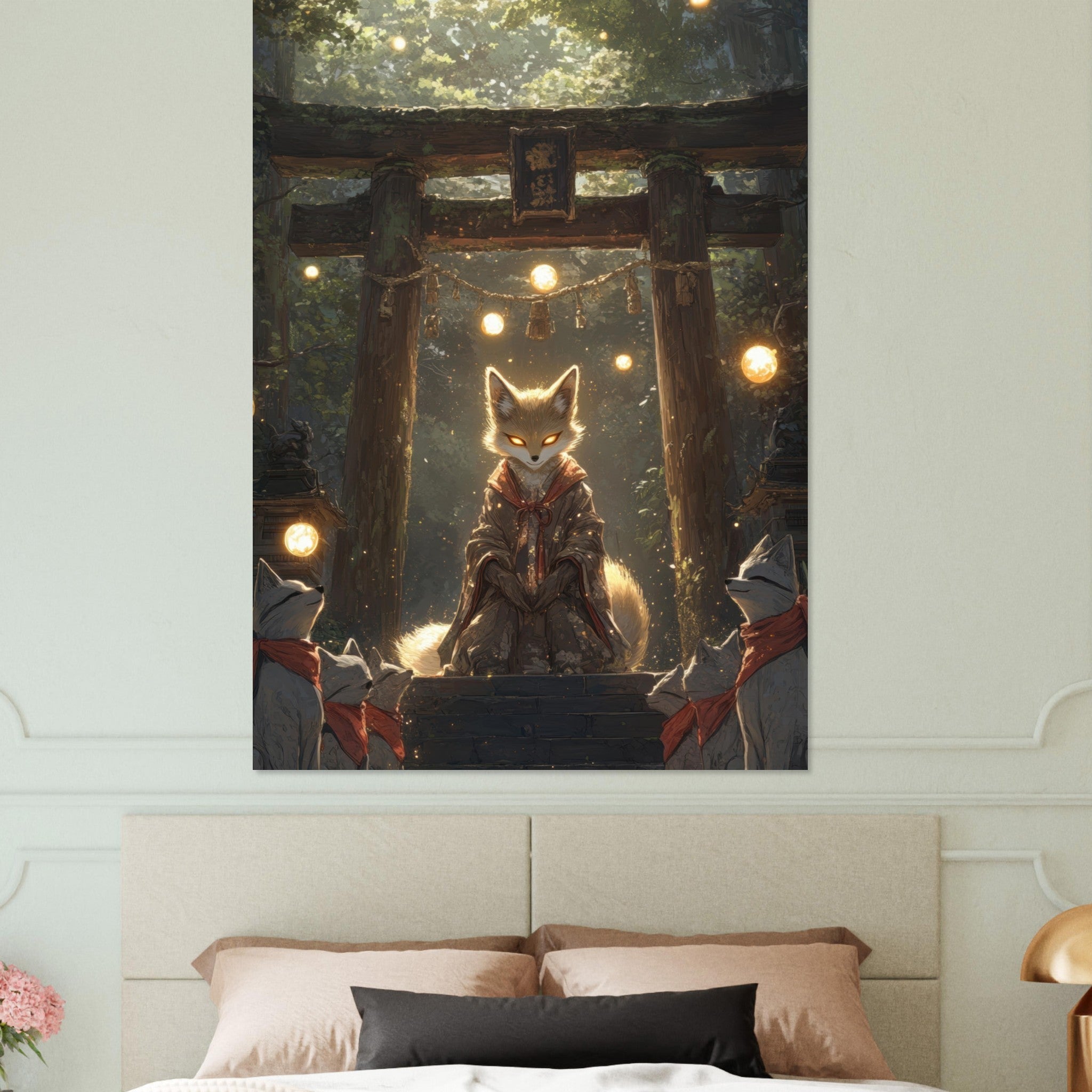 Fine Art Poster Portrait - The Celestial Foxs Shrine Neo - Classical A nine - t - Shop Ai Art WebShop - Digital Art online Store