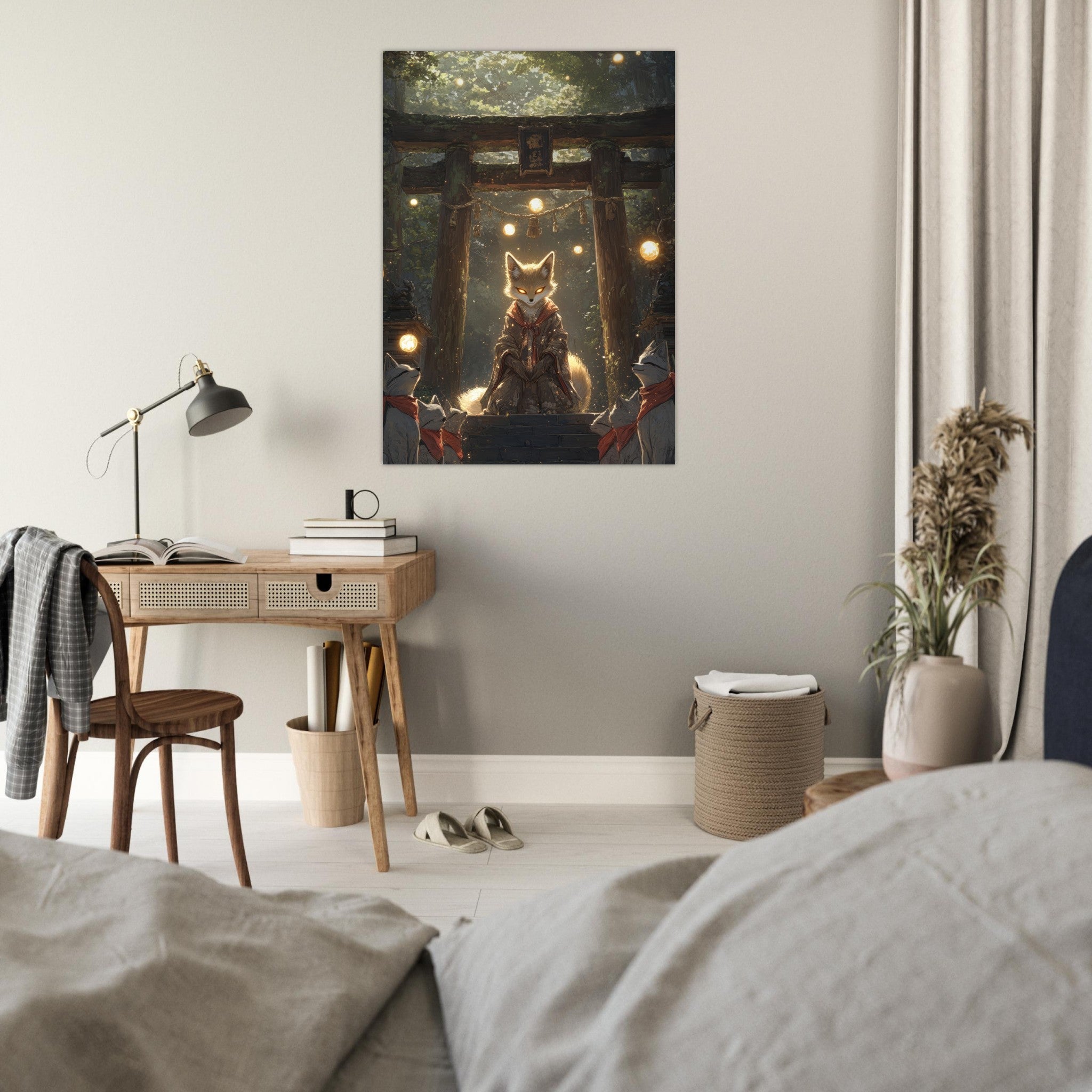 Fine Art Poster Portrait - The Celestial Foxs Shrine Neo - Classical A nine - t - Shop Ai Art WebShop - Digital Art online Store