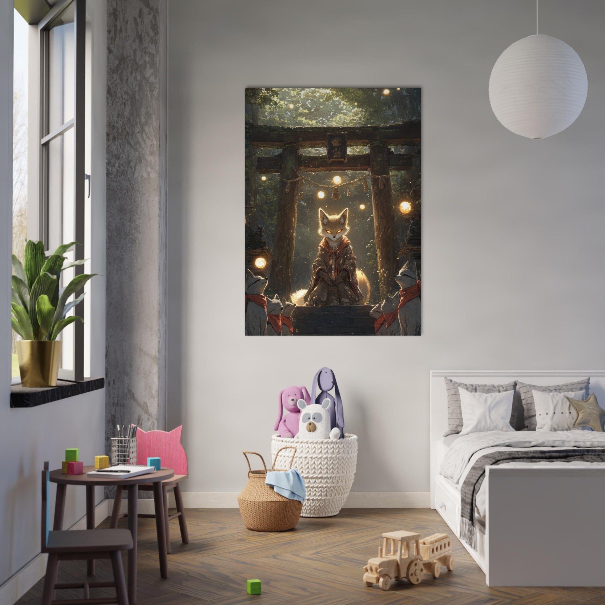 Fine Art Poster Portrait - The Celestial Foxs Shrine Neo - Classical A nine - t - Shop Ai Art WebShop - Digital Art online Store