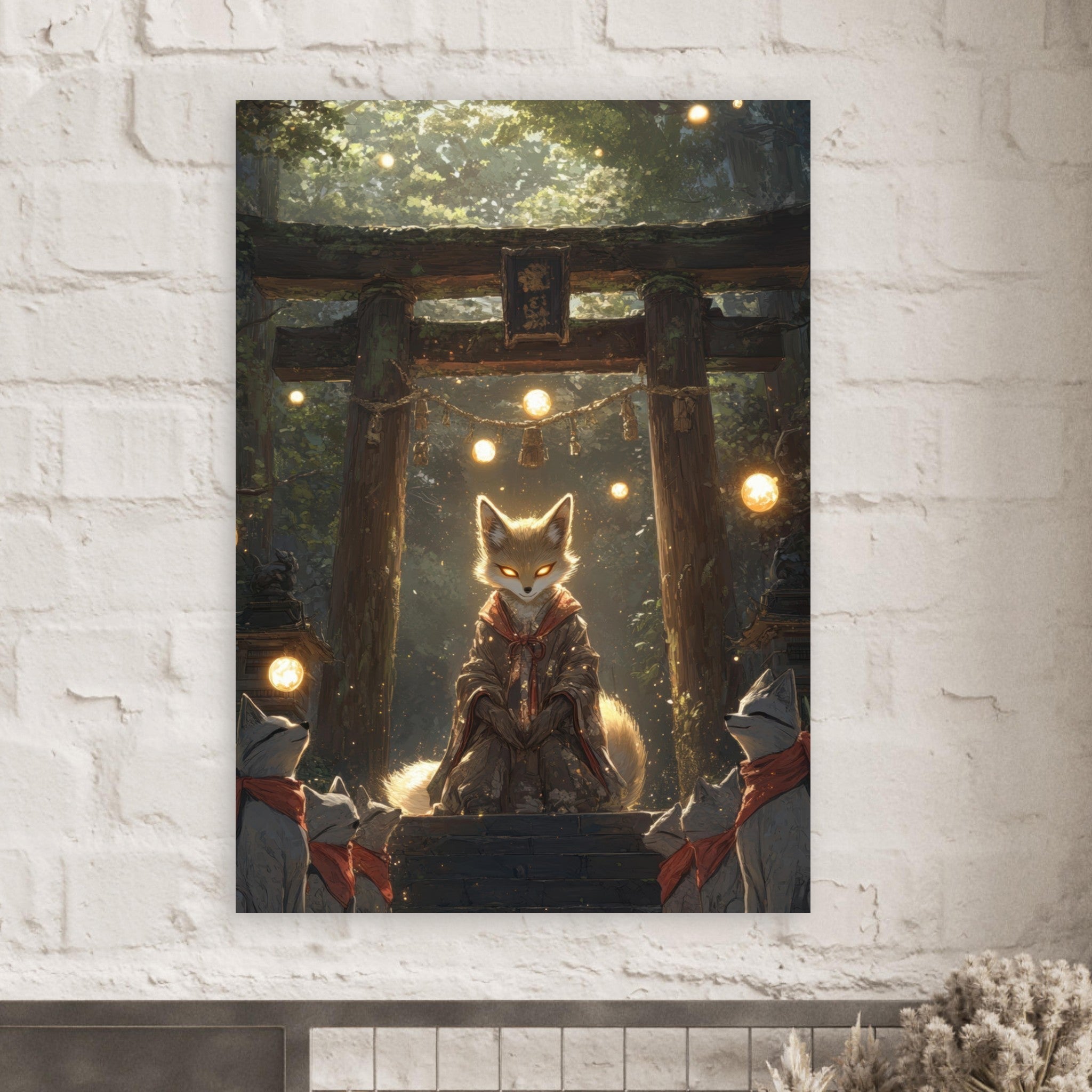 Fine Art Poster Portrait - The Celestial Foxs Shrine Neo - Classical A nine - t - Shop Ai Art WebShop - Digital Art online Store