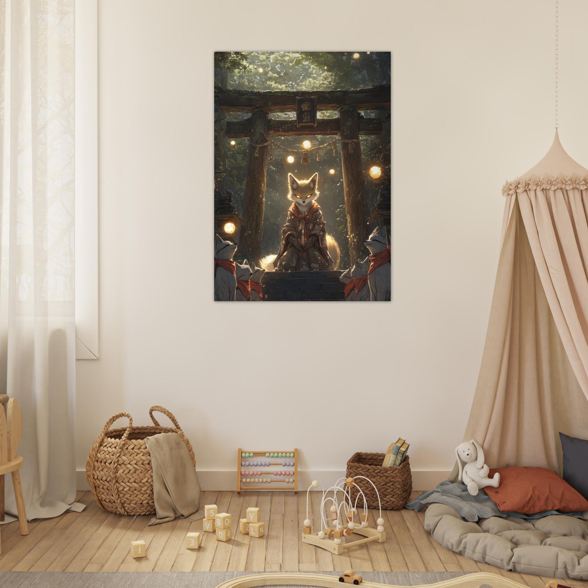 Fine Art Poster Portrait - The Celestial Foxs Shrine Neo - Classical A nine - t - Shop Ai Art WebShop - Digital Art online Store