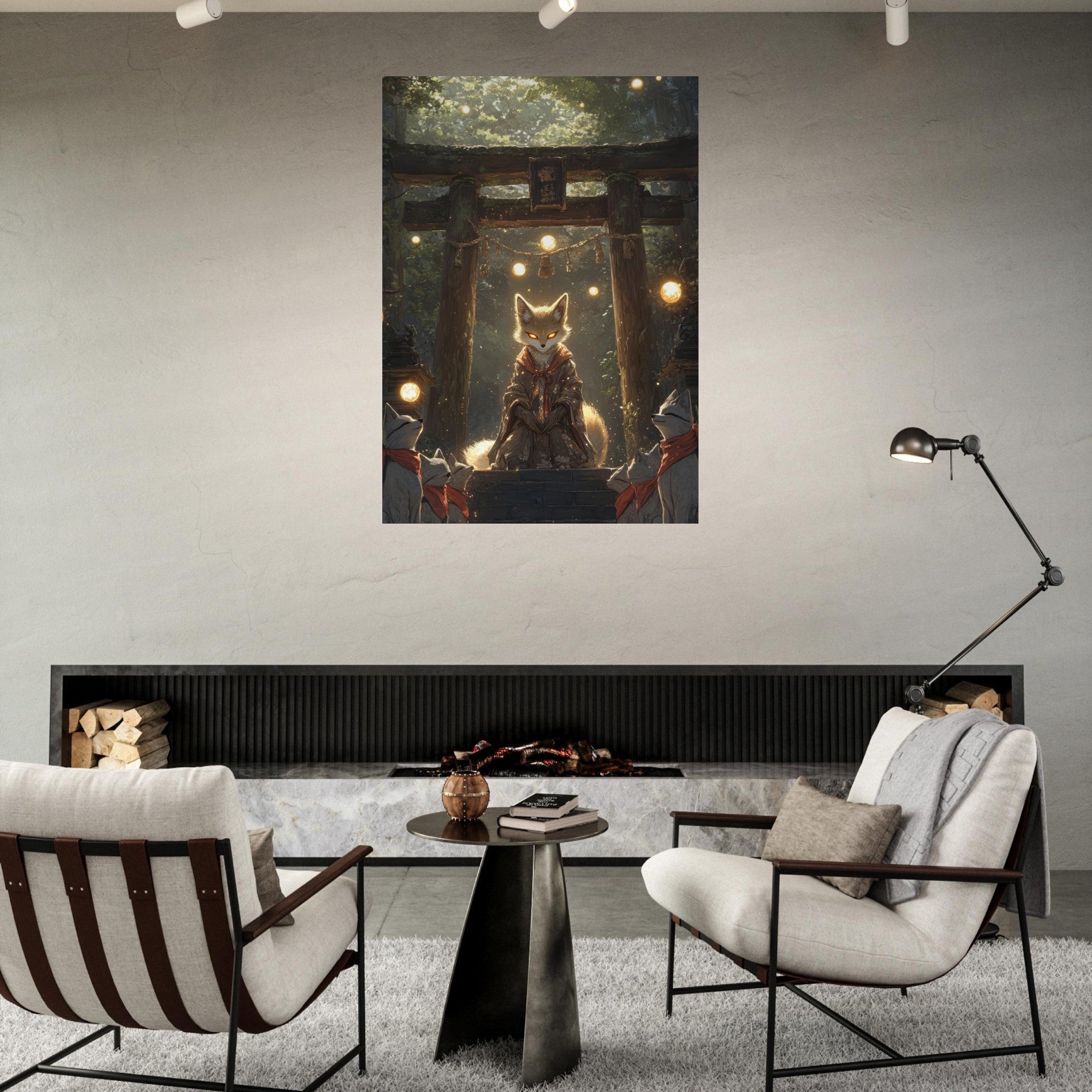 Fine Art Poster Portrait - The Celestial Foxs Shrine Neo - Classical A nine - t - Shop Ai Art WebShop - Digital Art online Store