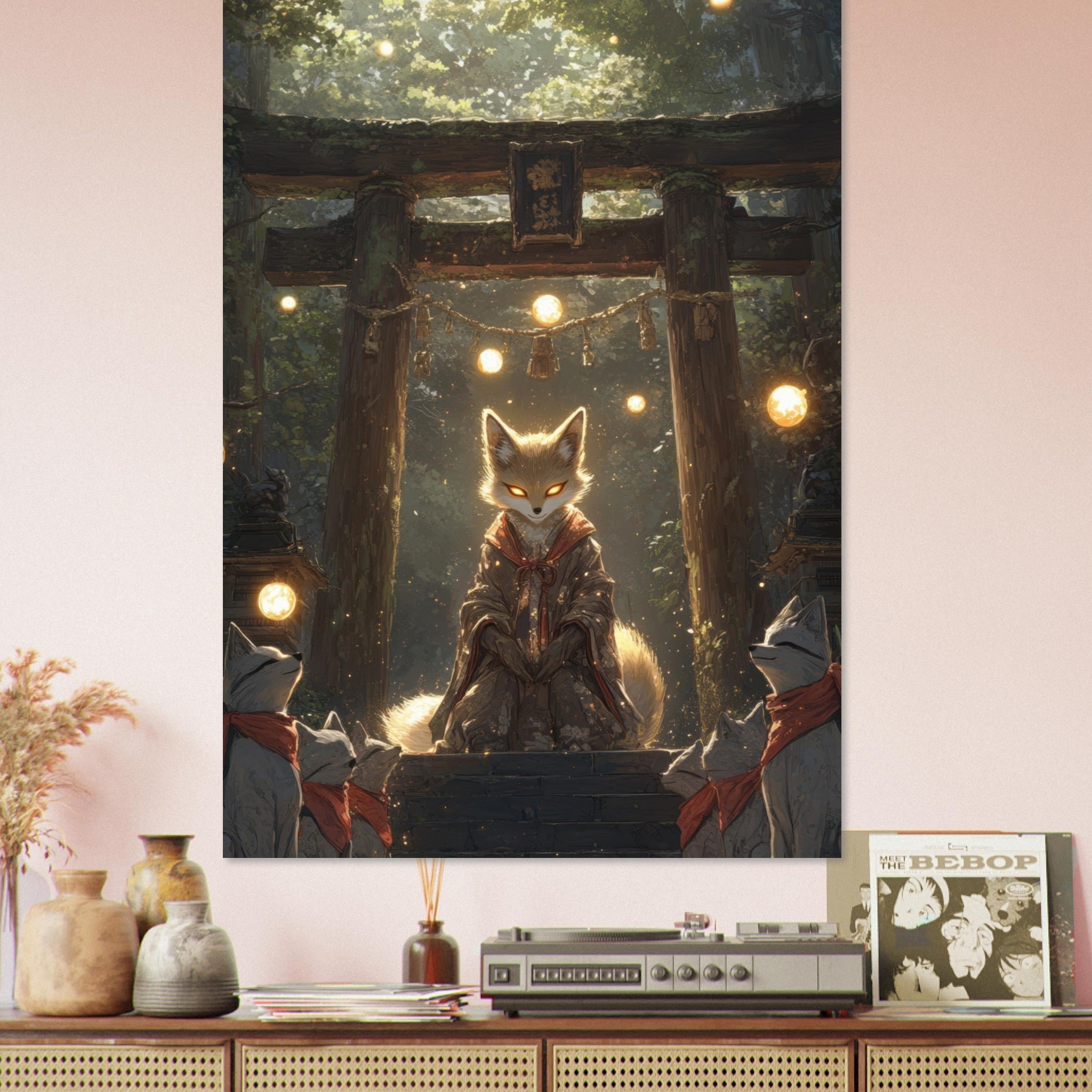 Fine Art Poster Portrait - The Celestial Foxs Shrine Neo - Classical A nine - t - Shop Ai Art WebShop - Digital Art online Store