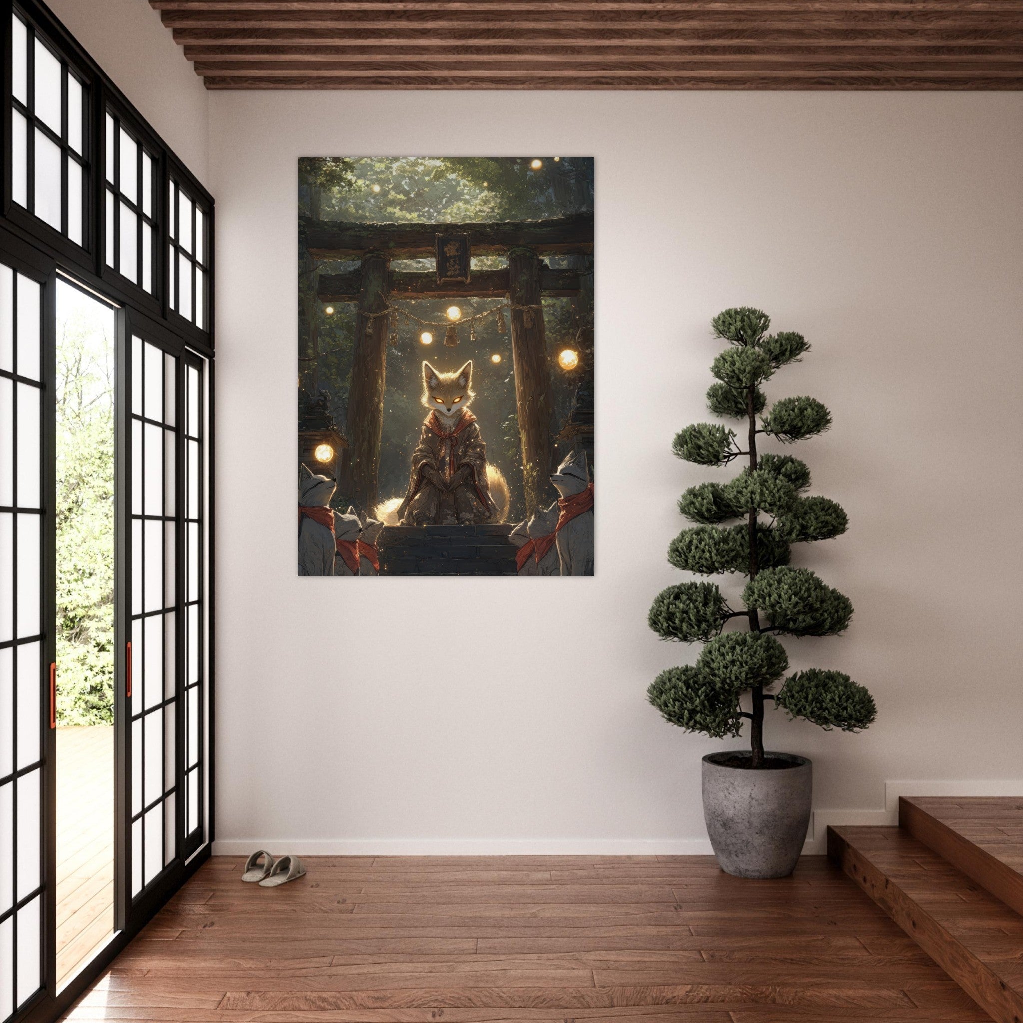 Fine Art Poster Portrait - The Celestial Foxs Shrine Neo - Classical A nine - t - Shop Ai Art WebShop - Digital Art online Store
