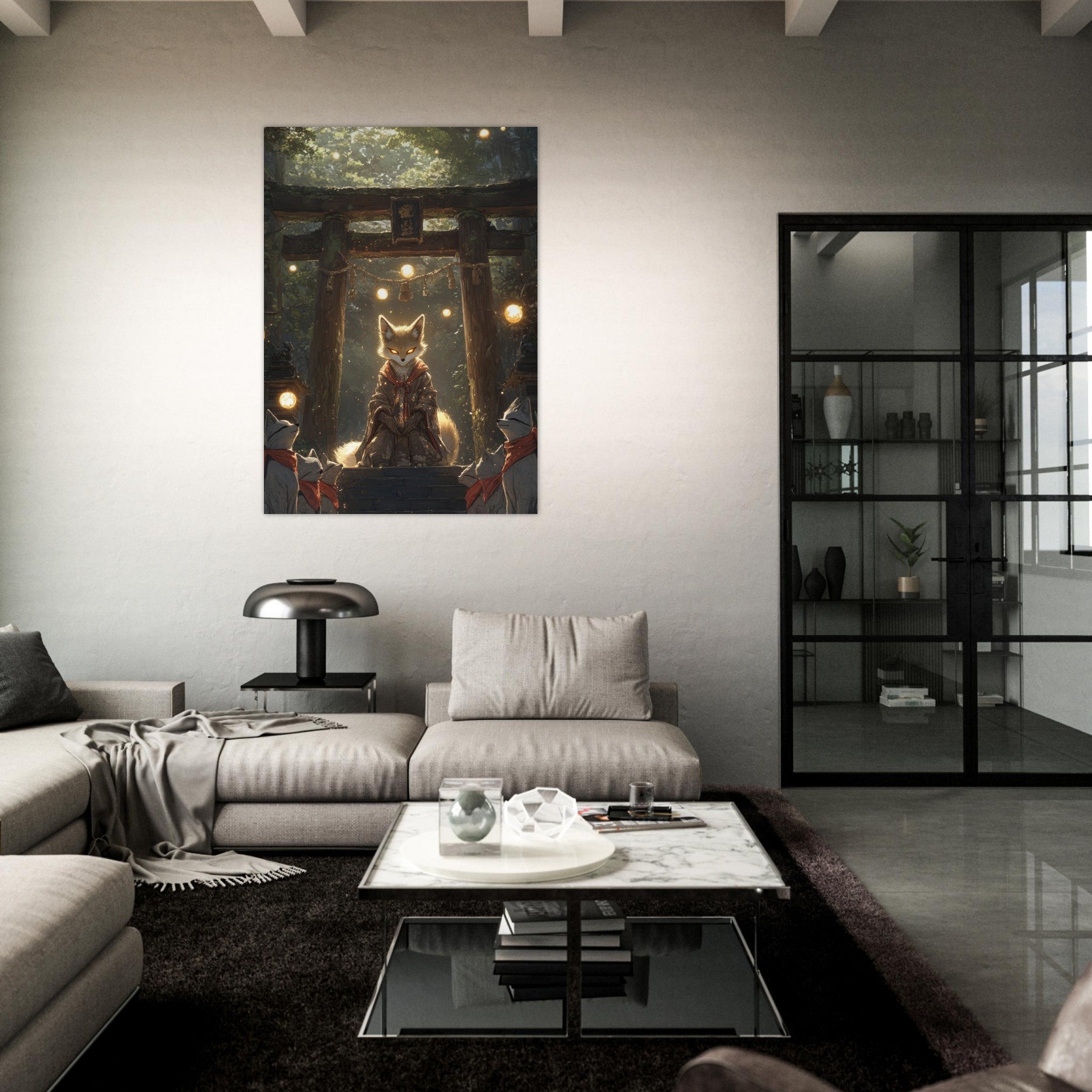 Fine Art Poster Portrait - The Celestial Foxs Shrine Neo - Classical A nine - t - Shop Ai Art WebShop - Digital Art online Store