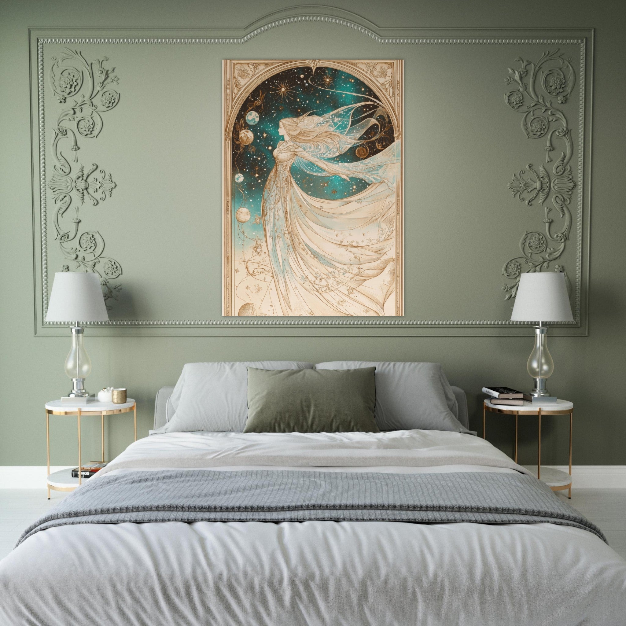 Fine Art Poster Portrait - The Cosmic Muse A hand - drawn illustration 2 - Shop Ai Art WebShop - Digital Art online Store