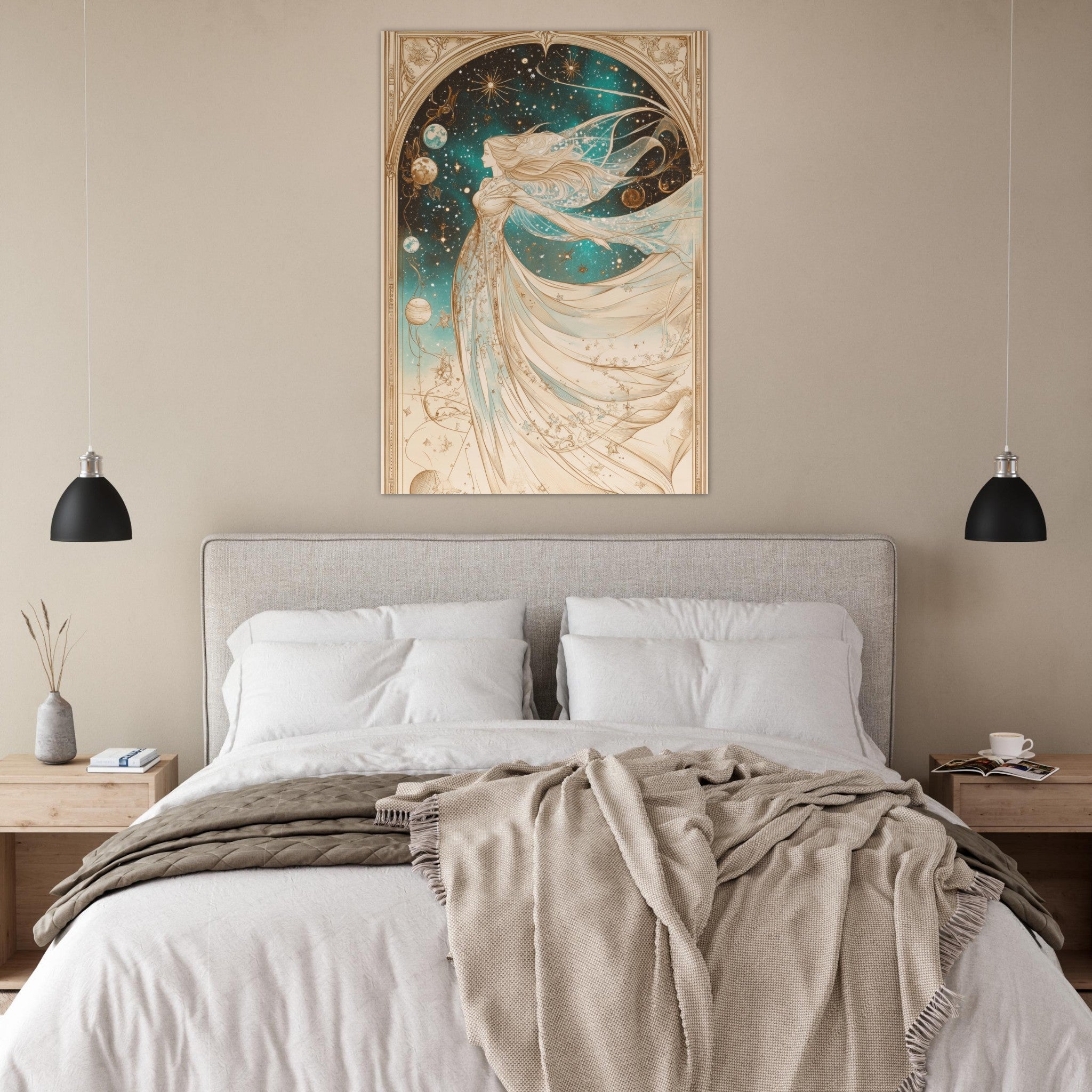 Fine Art Poster Portrait - The Cosmic Muse A hand - drawn illustration 2 - Shop Ai Art WebShop - Digital Art online Store