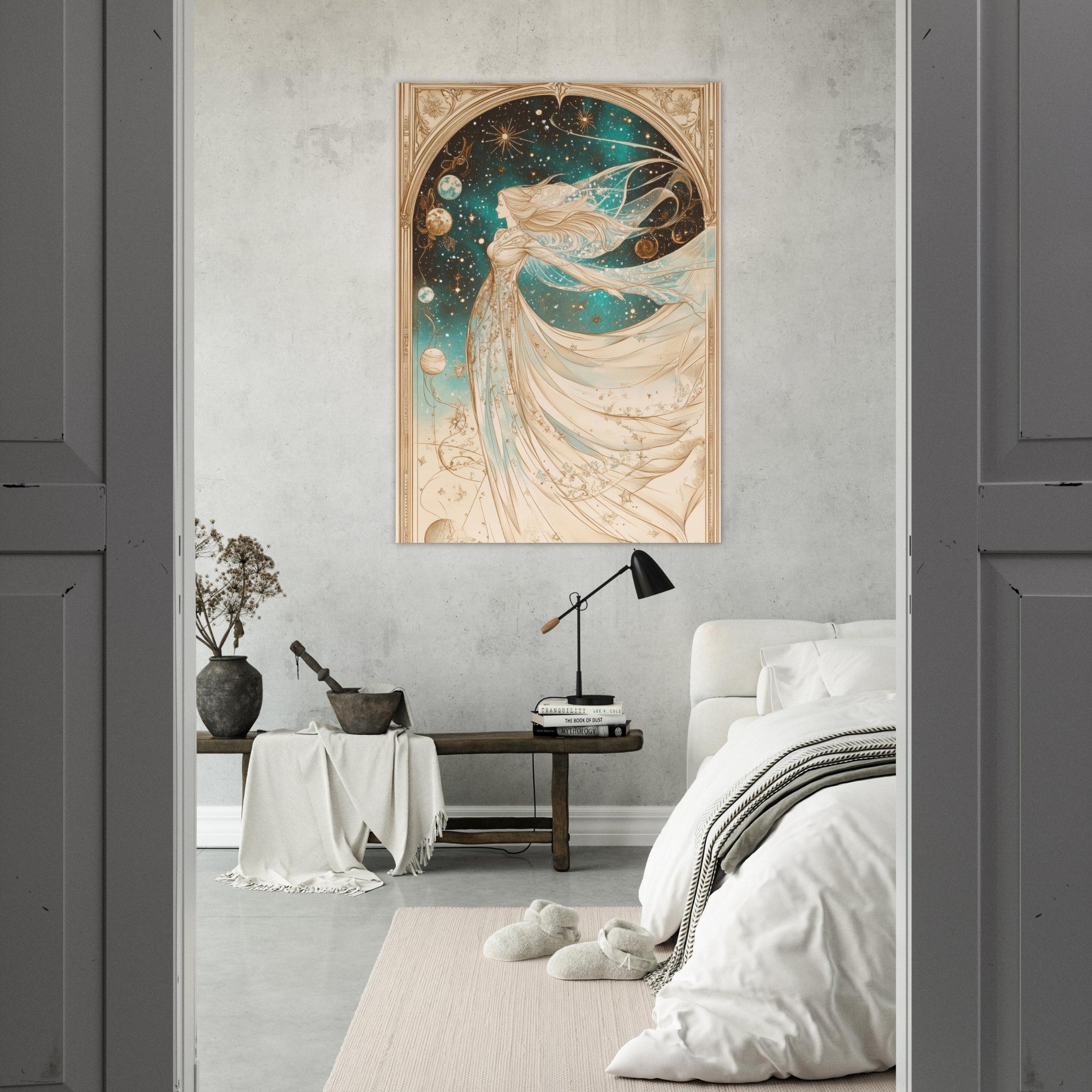 Fine Art Poster Portrait - The Cosmic Muse A hand - drawn illustration 2 - Shop Ai Art WebShop - Digital Art online Store