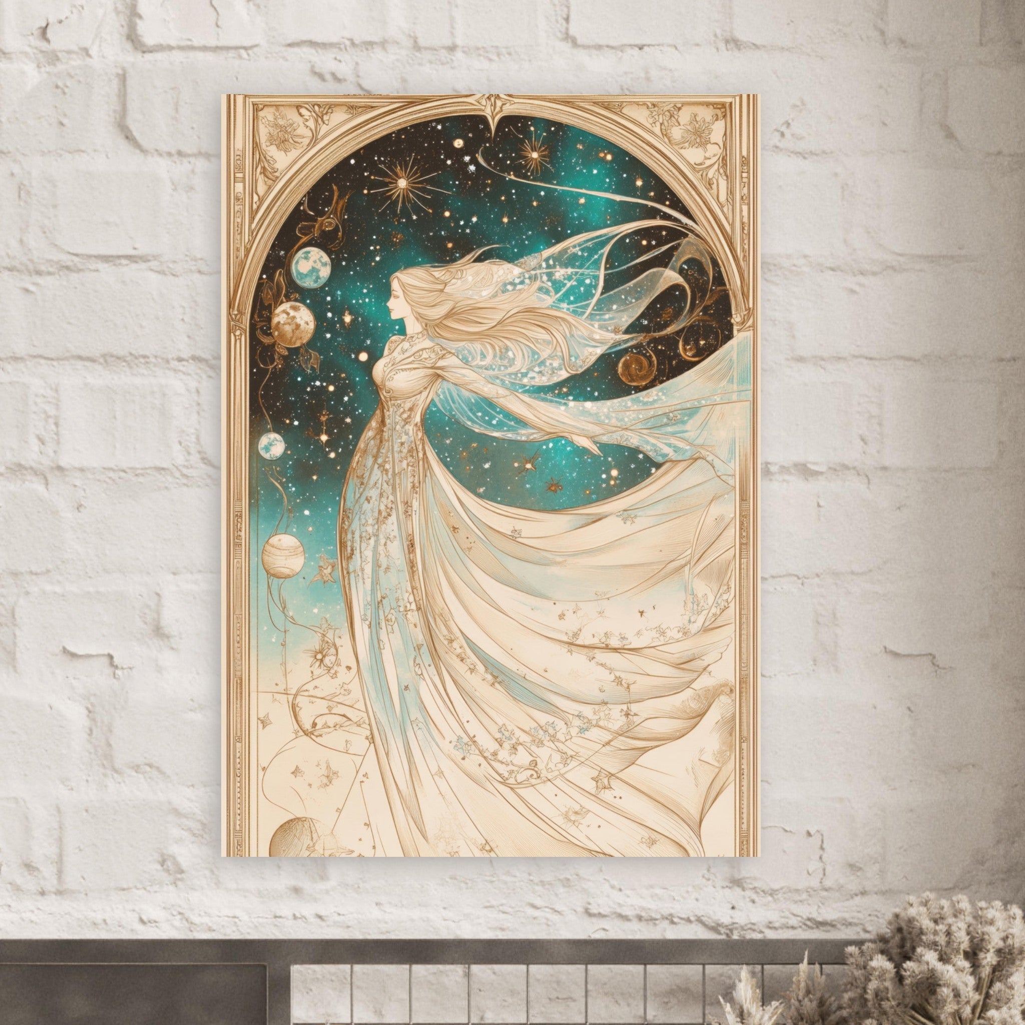 Fine Art Poster Portrait - The Cosmic Muse A hand - drawn illustration 2 - Shop Ai Art WebShop - Digital Art online Store