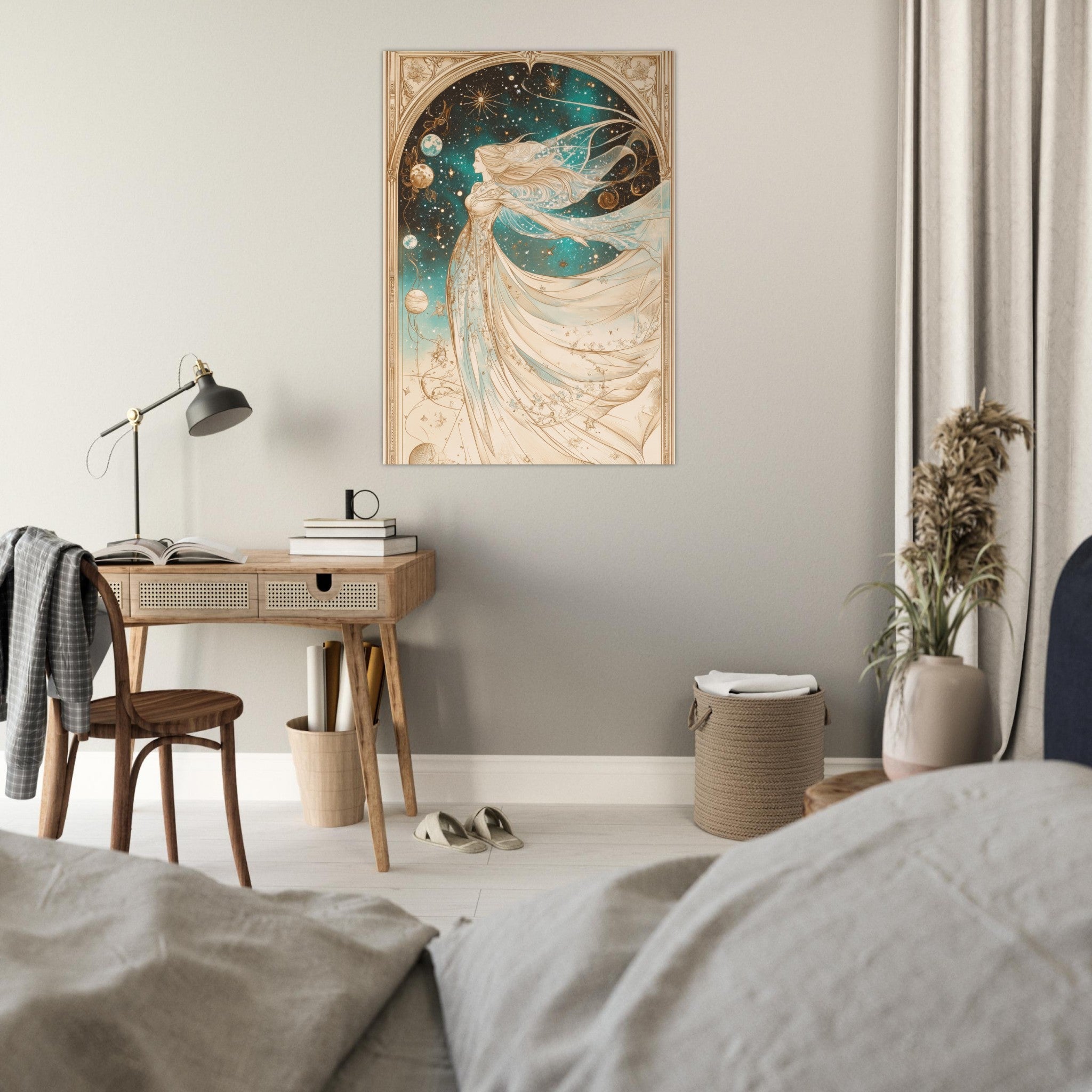 Fine Art Poster Portrait - The Cosmic Muse A hand - drawn illustration 2 - Shop Ai Art WebShop - Digital Art online Store
