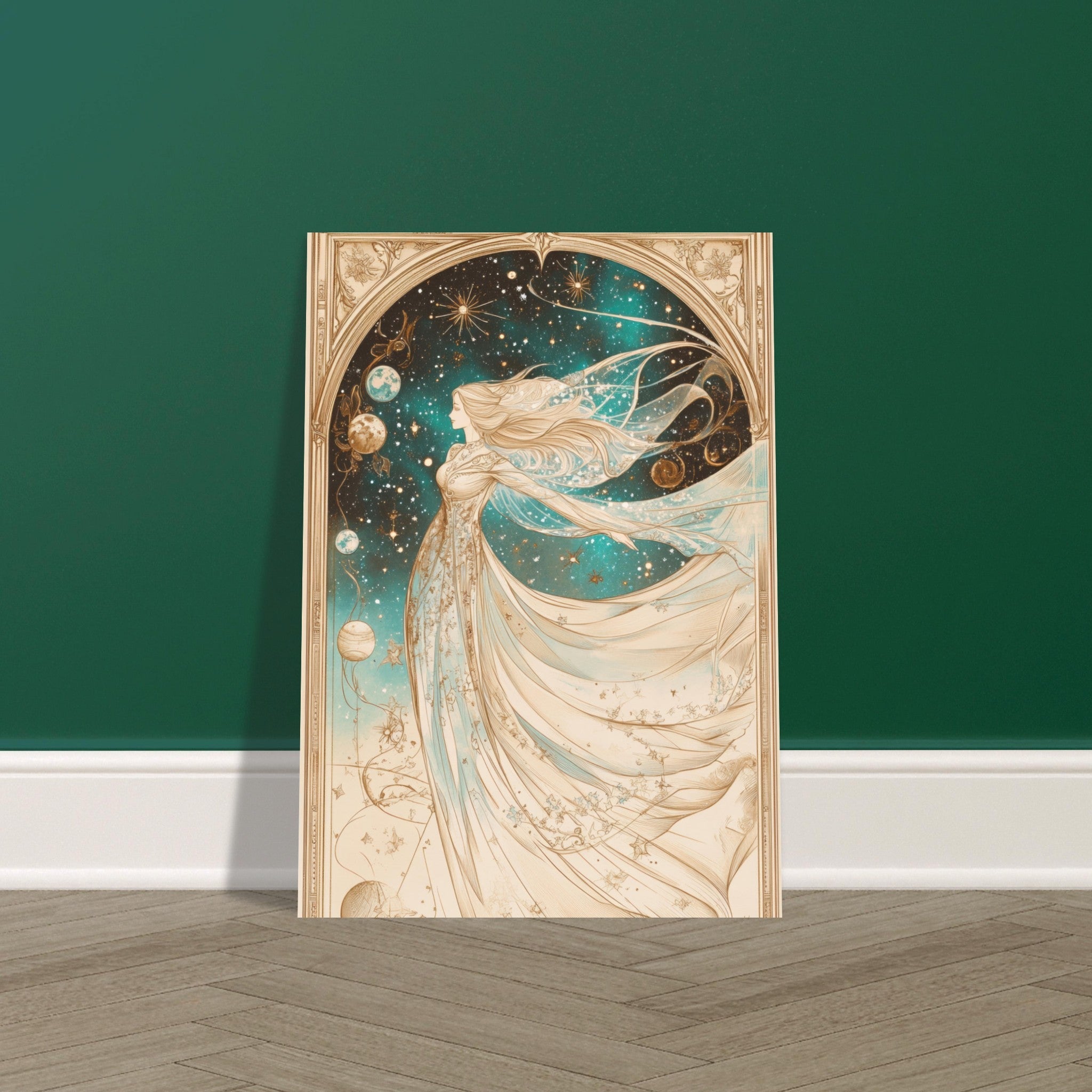 Fine Art Poster Portrait - The Cosmic Muse A hand - drawn illustration 2 - Shop Ai Art WebShop - Digital Art online Store