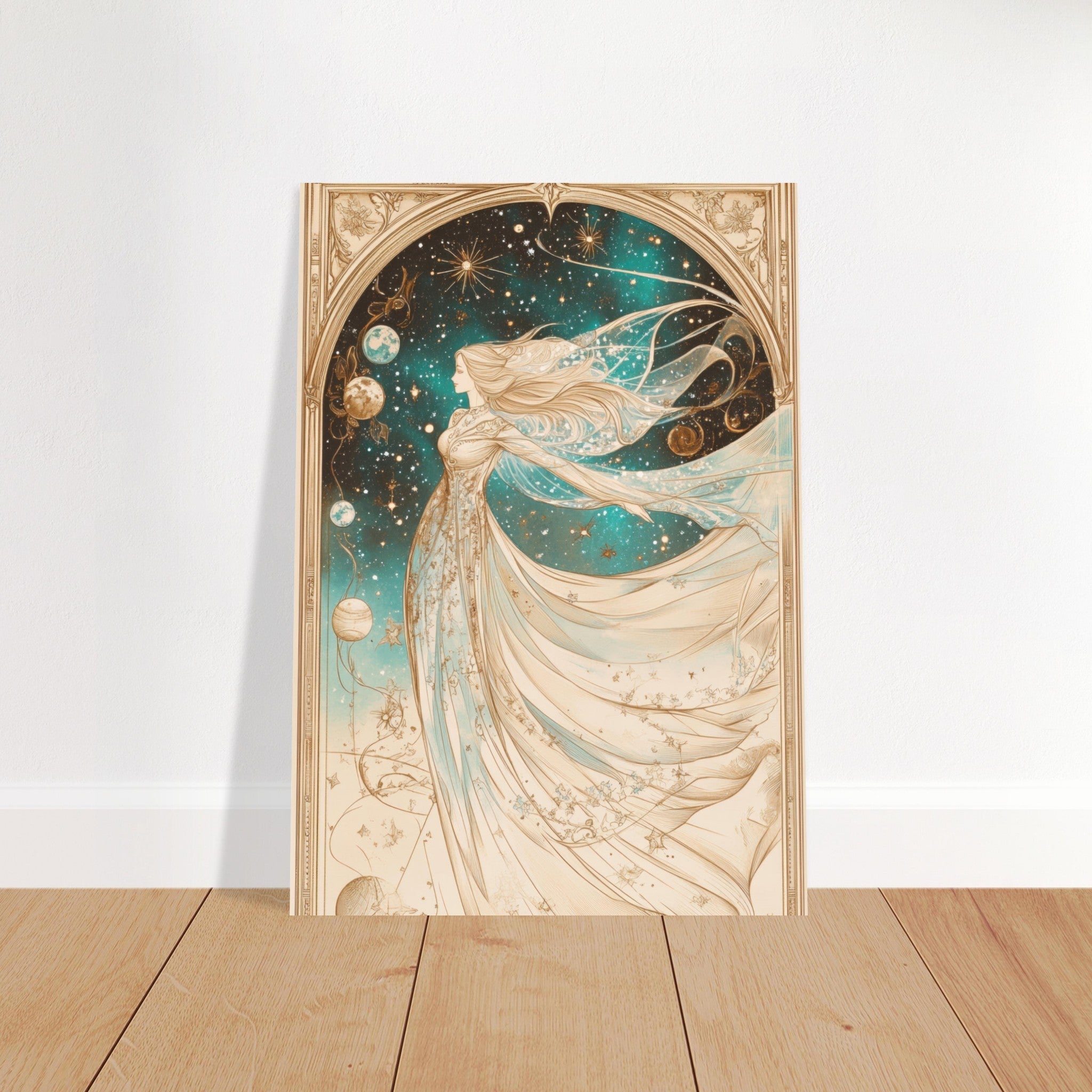 Fine Art Poster Portrait - The Cosmic Muse A hand - drawn illustration 2 - Shop Ai Art WebShop - Digital Art online Store