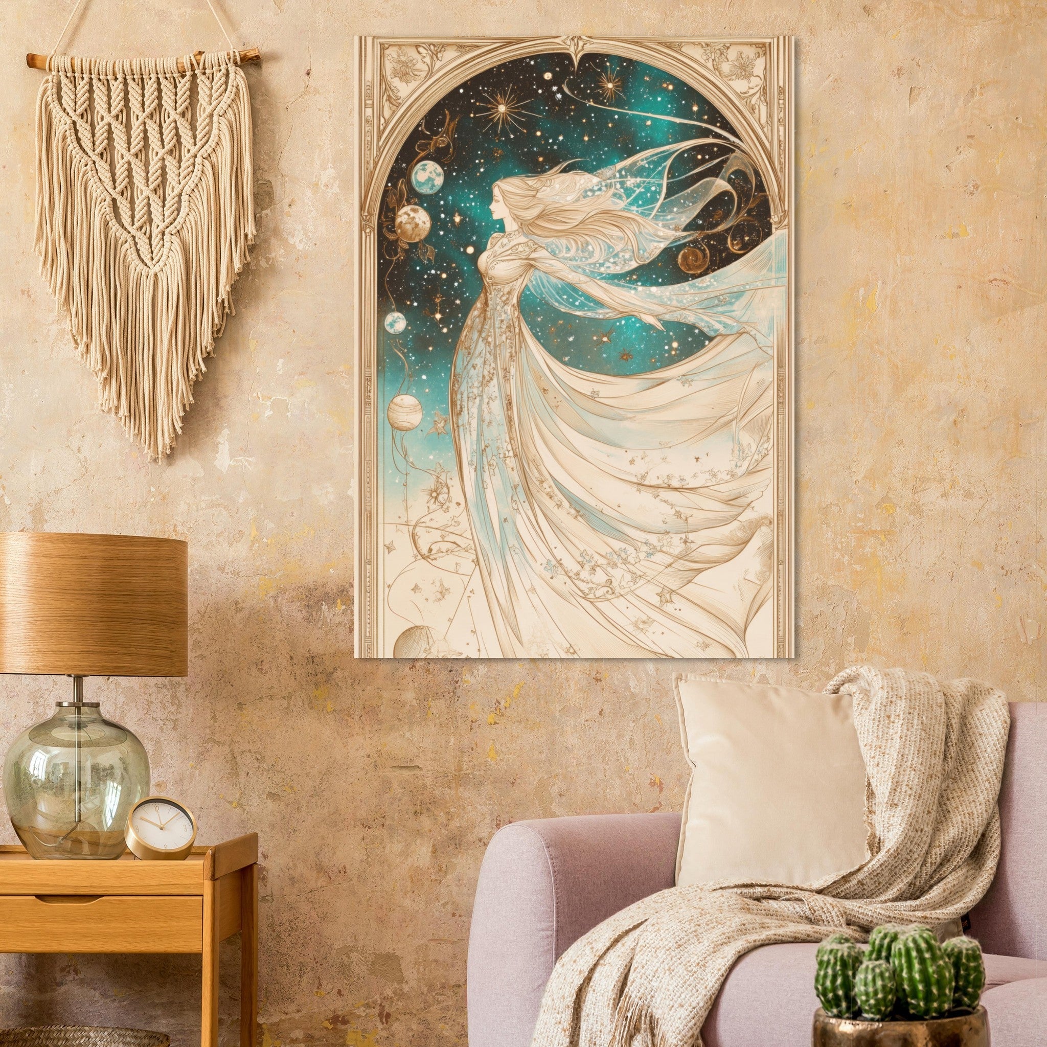 Fine Art Poster Portrait - The Cosmic Muse A hand - drawn illustration 2 - Shop Ai Art WebShop - Digital Art online Store