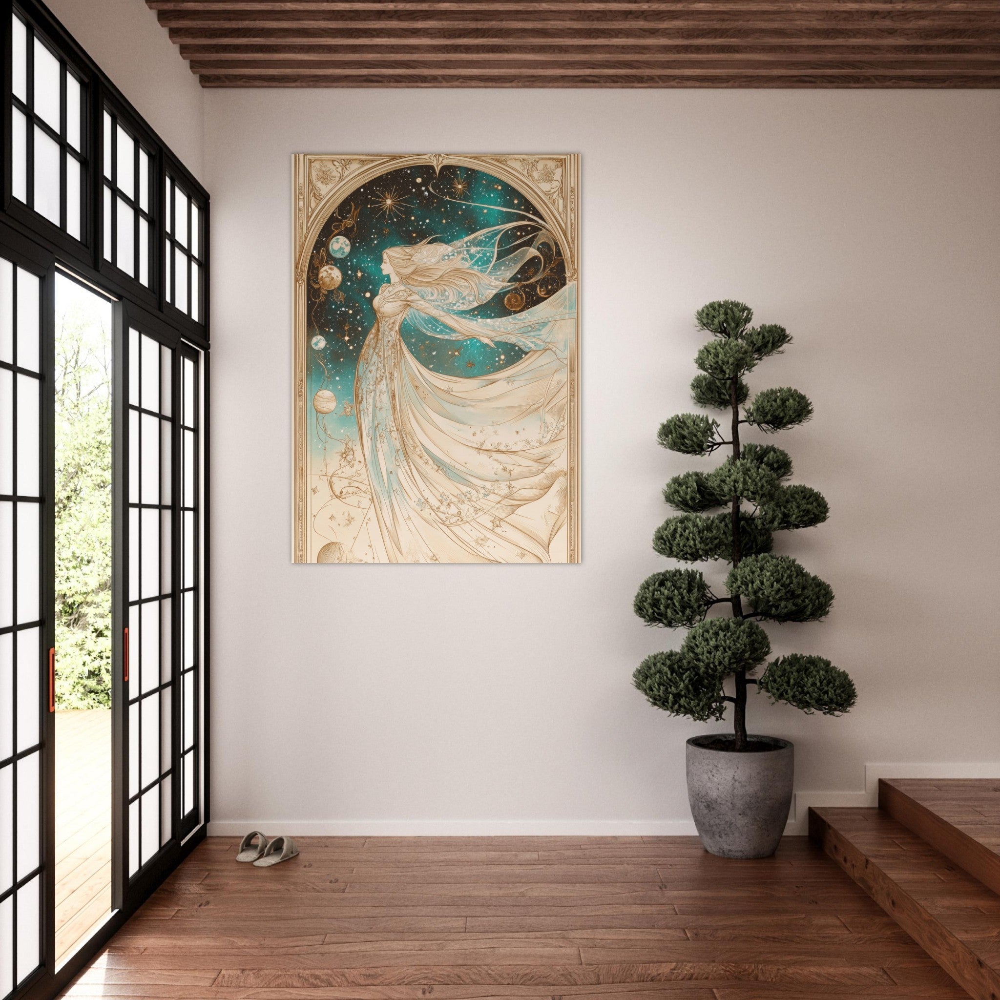 Fine Art Poster Portrait - The Cosmic Muse A hand - drawn illustration 2 - Shop Ai Art WebShop - Digital Art online Store