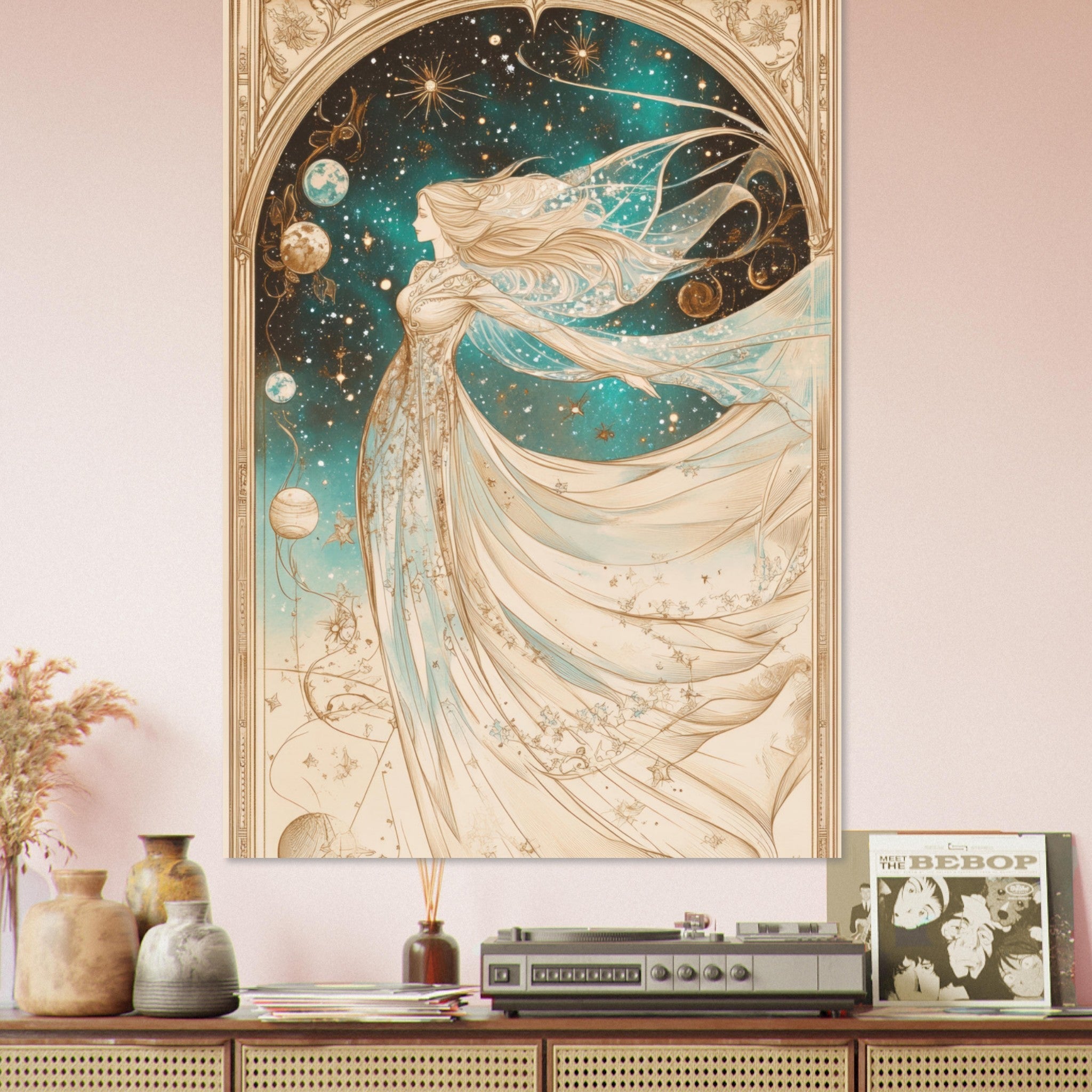 Fine Art Poster Portrait - The Cosmic Muse A hand - drawn illustration 2 - Shop Ai Art WebShop - Digital Art online Store