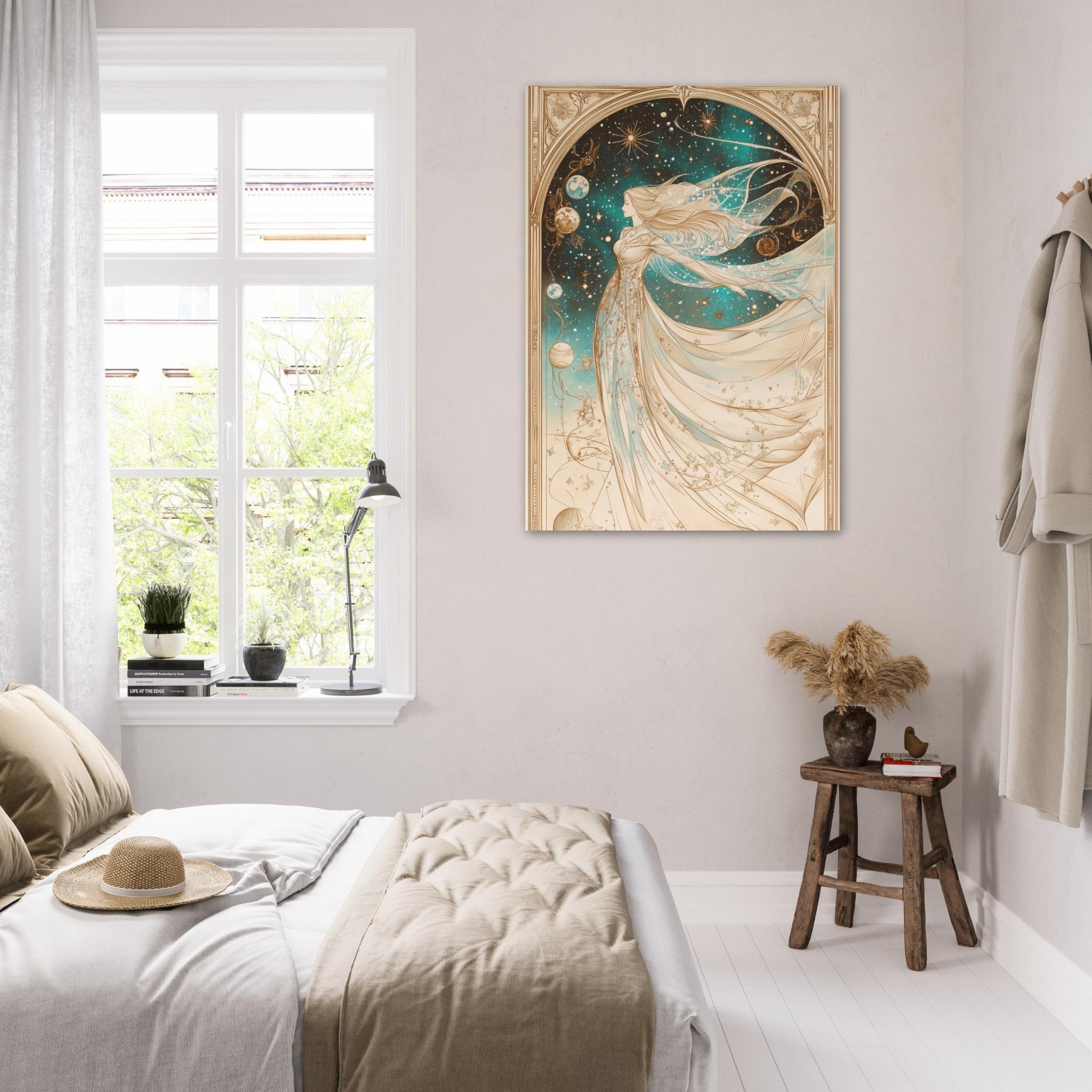 Fine Art Poster Portrait - The Cosmic Muse A hand - drawn illustration 2 - Shop Ai Art WebShop - Digital Art online Store