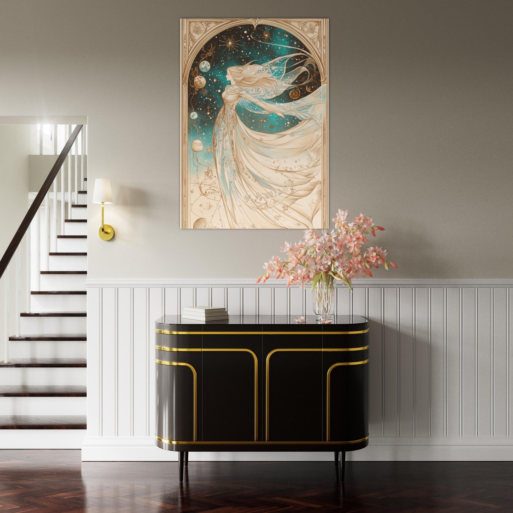 Fine Art Poster Portrait - The Cosmic Muse A hand - drawn illustration 2 - Shop Ai Art WebShop - Digital Art online Store