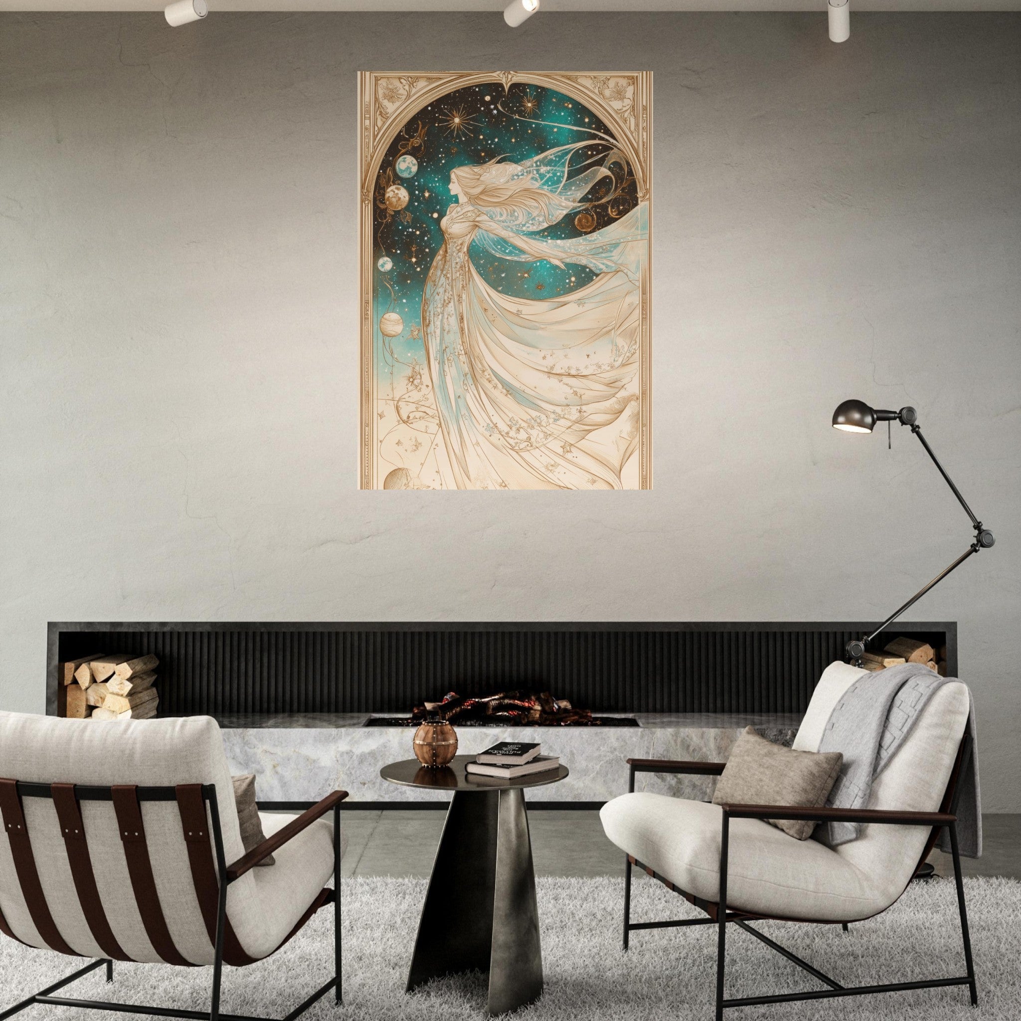 Fine Art Poster Portrait - The Cosmic Muse A hand - drawn illustration 2 - Shop Ai Art WebShop - Digital Art online Store