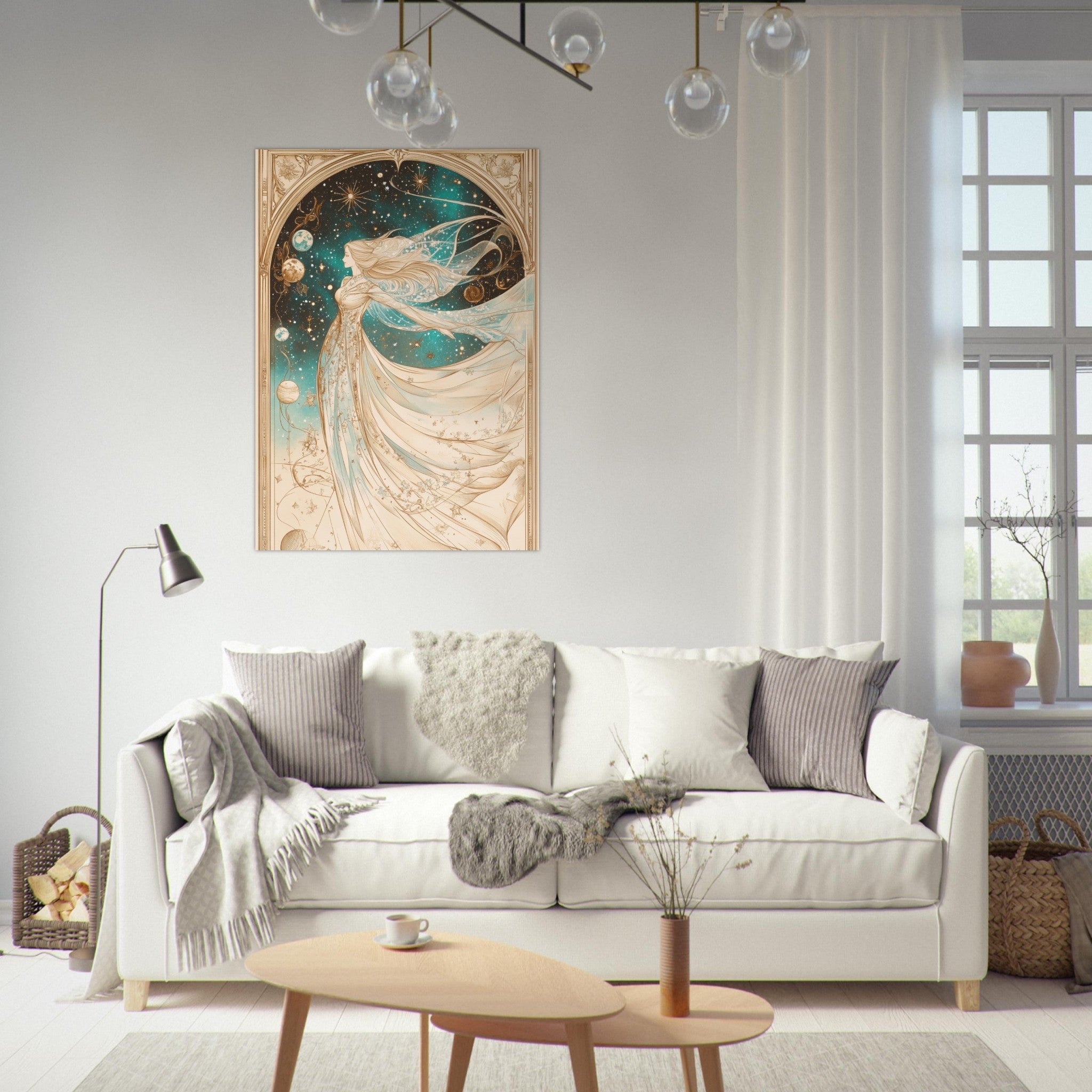 Fine Art Poster Portrait - The Cosmic Muse A hand - drawn illustration 2 - Shop Ai Art WebShop - Digital Art online Store
